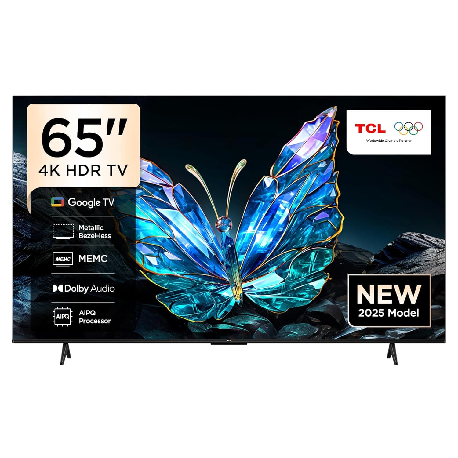 TCL 65V6C Television 65 Inch Smart TV 4K UHD HDR 10+ Gaming Google TV, Dynamic Color Enhancement, Dolby Vision Atmos, DTS Virtual X, MEMC, Voice Control, Game Master with Slim Design (2025 Model)