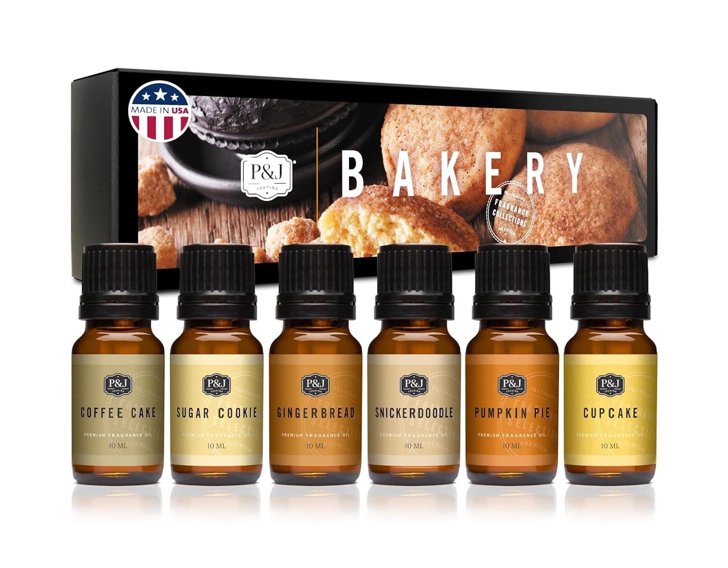 Bakery Set of 6 Premium Grade Fragrance Oils - Pumpkin Pie, Cupcake, Sugar Cookies, Coffee Cake, Snickerdoodle, Gingerbread - 10ml