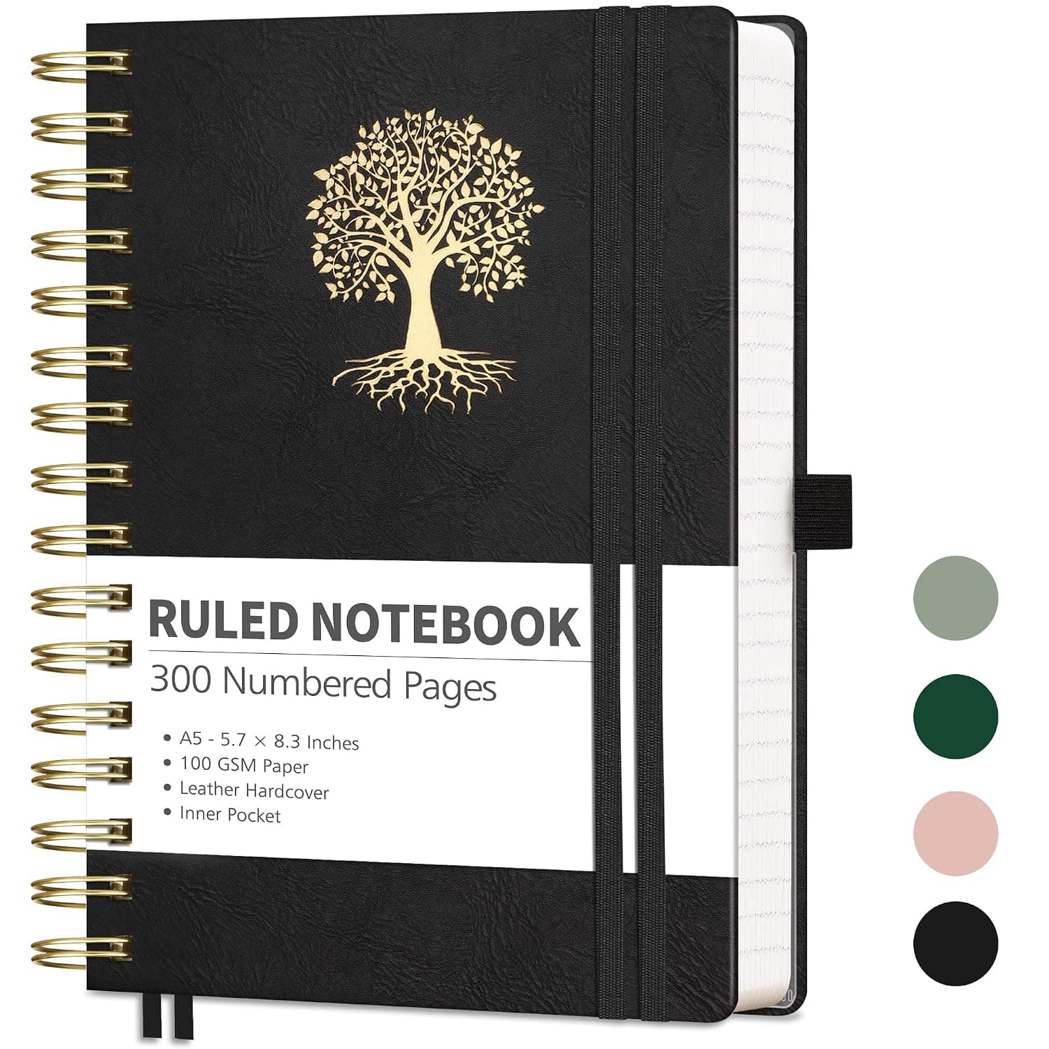 RETTACY Spiral Journal Notebook, 300 Numbered Pages, A5 (5.7'' x 8.3'')