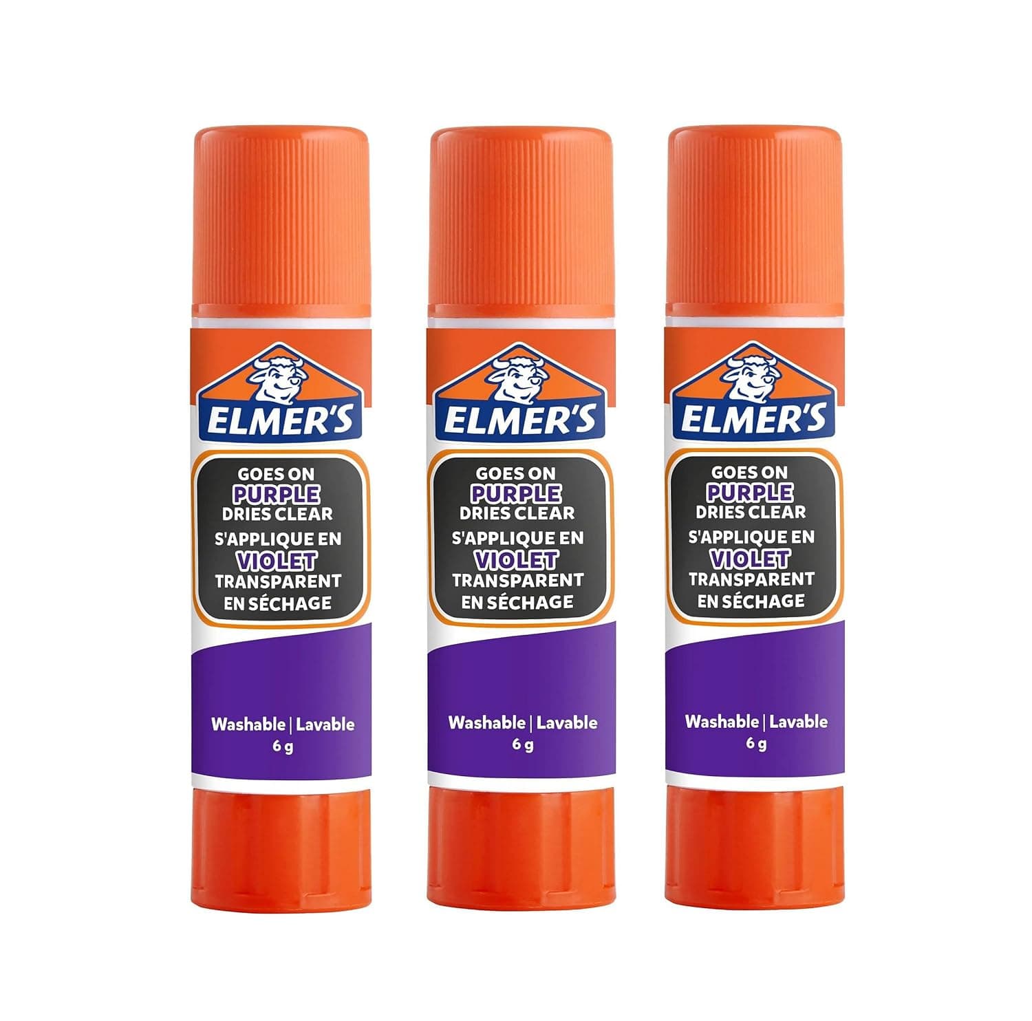 Elmer’s Purple Glue Stick 6g, Dries Clear , Washable Formula , Ideal for School Projects , Arts , and Crafts