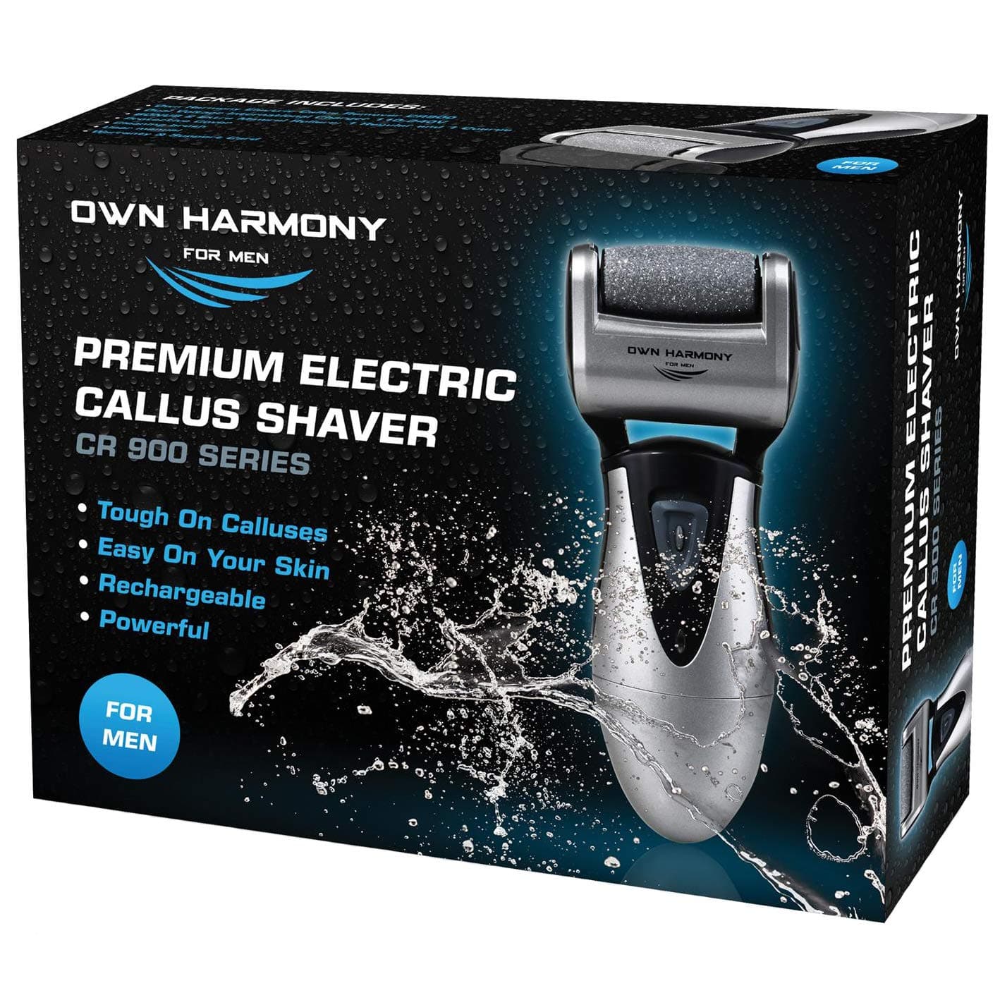 Electric Callus Remover for Feet: Best Pedicure Tools for Men by Own Harmony with 3 Rollers (Powerful), Electronic Pedi Care Spa Foot File - Perfect for Hard, Cracked, Dry, Dead Skin (USB Cable)