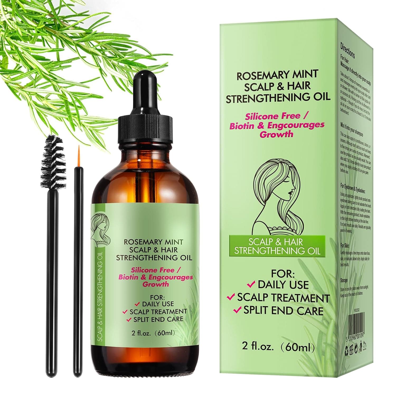 Rosemary Oil for Hair Growth, Rosemary Essential Oil, 100% Pure Natural, Reduce Hair Loss, Deeply Nourishing Scalp, Improves Blood Circulation