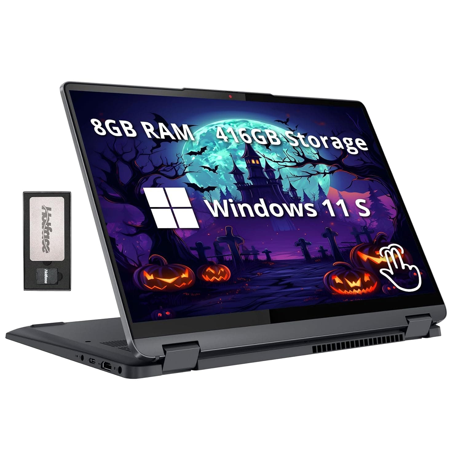 Lenovo IdeaPad Flex 5i 2-in-1 14" FHD+ Touchscreen Laptop, Intel i3-1215U, 8GB LPDDR4, 416GB Storage(256GB SSD +160GB Docking Station Set), Backlit Keyboard, Fingerprint Reader, Win 11 S, Storm Grey