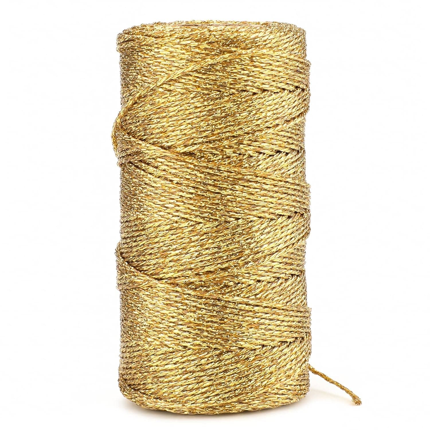 Bukela 100M Decorative Metallic Bakers String Gold Wrapping Twine String Inelastic Glitter Strings for DIY Crafting Christmas Decor Presents Gift Tags(1.5mm)
