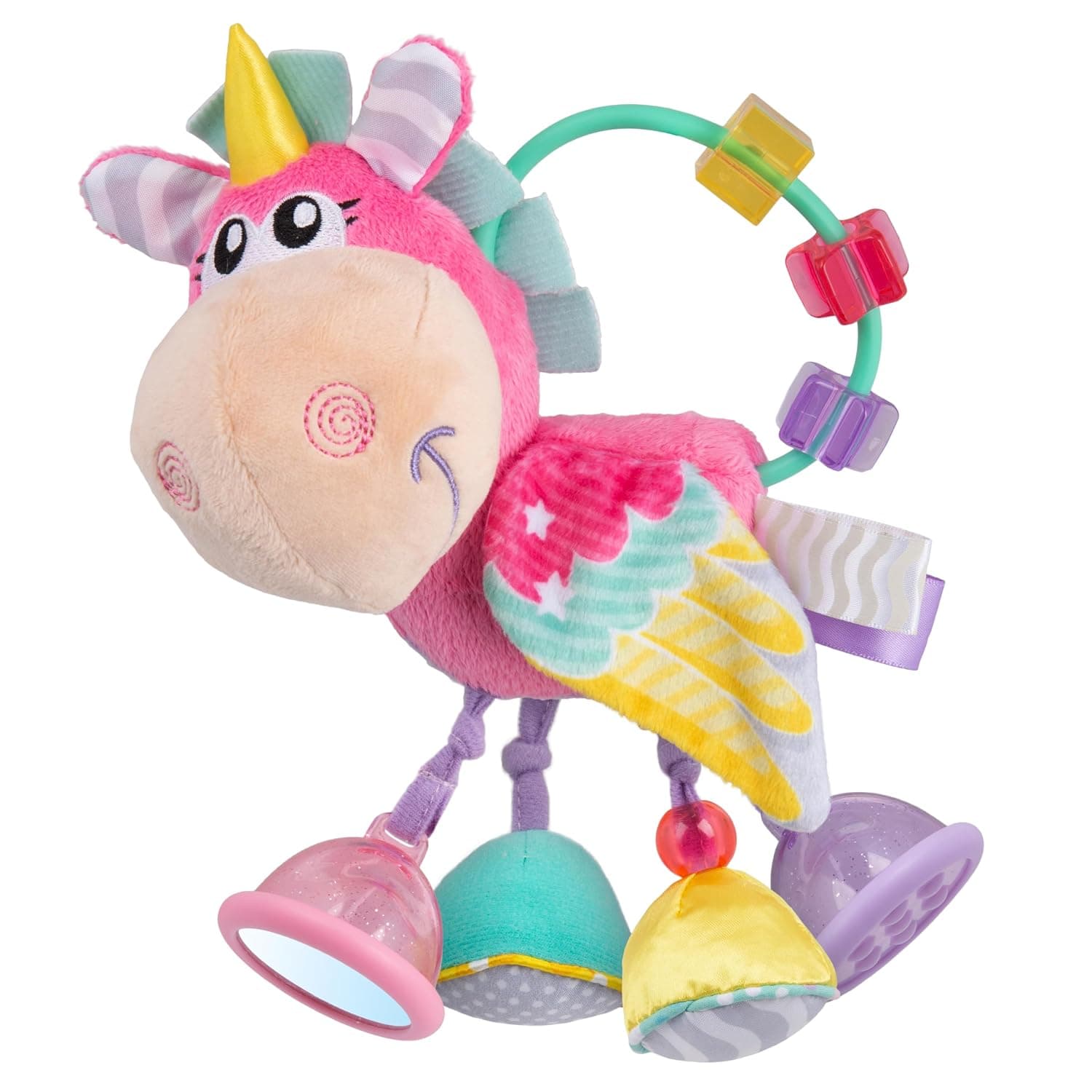 Playgro Unicorn Soft Baby Toys 3-6-12 months developmental, 3+ Months Rattles Teething Toys for Babies, Newborn & Infant Sensory Non-Toxic Plush Baby Rattle for Boy Girl Clip Clop Activity Gift