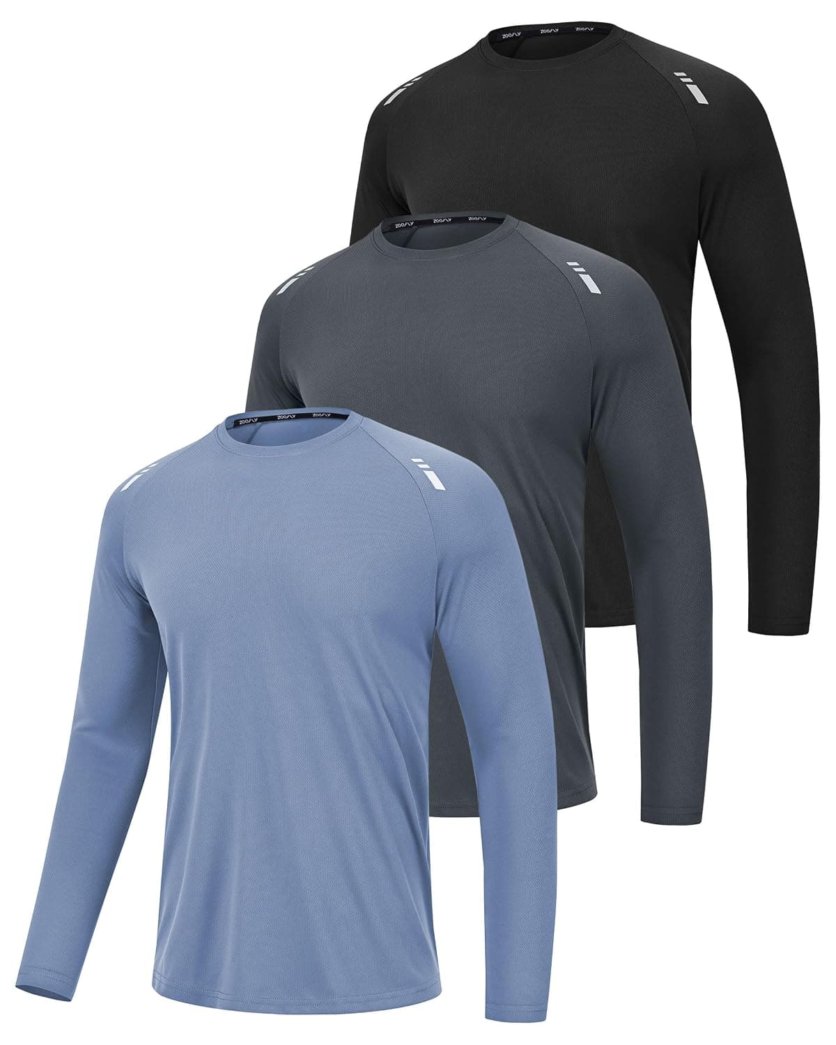 Zoofly Mens Gym Tshirt 3 Pack Activewear Long Sleeve T Shirt Quick Dry Workout Full Sleeve Shirt Sports Athletic Tops