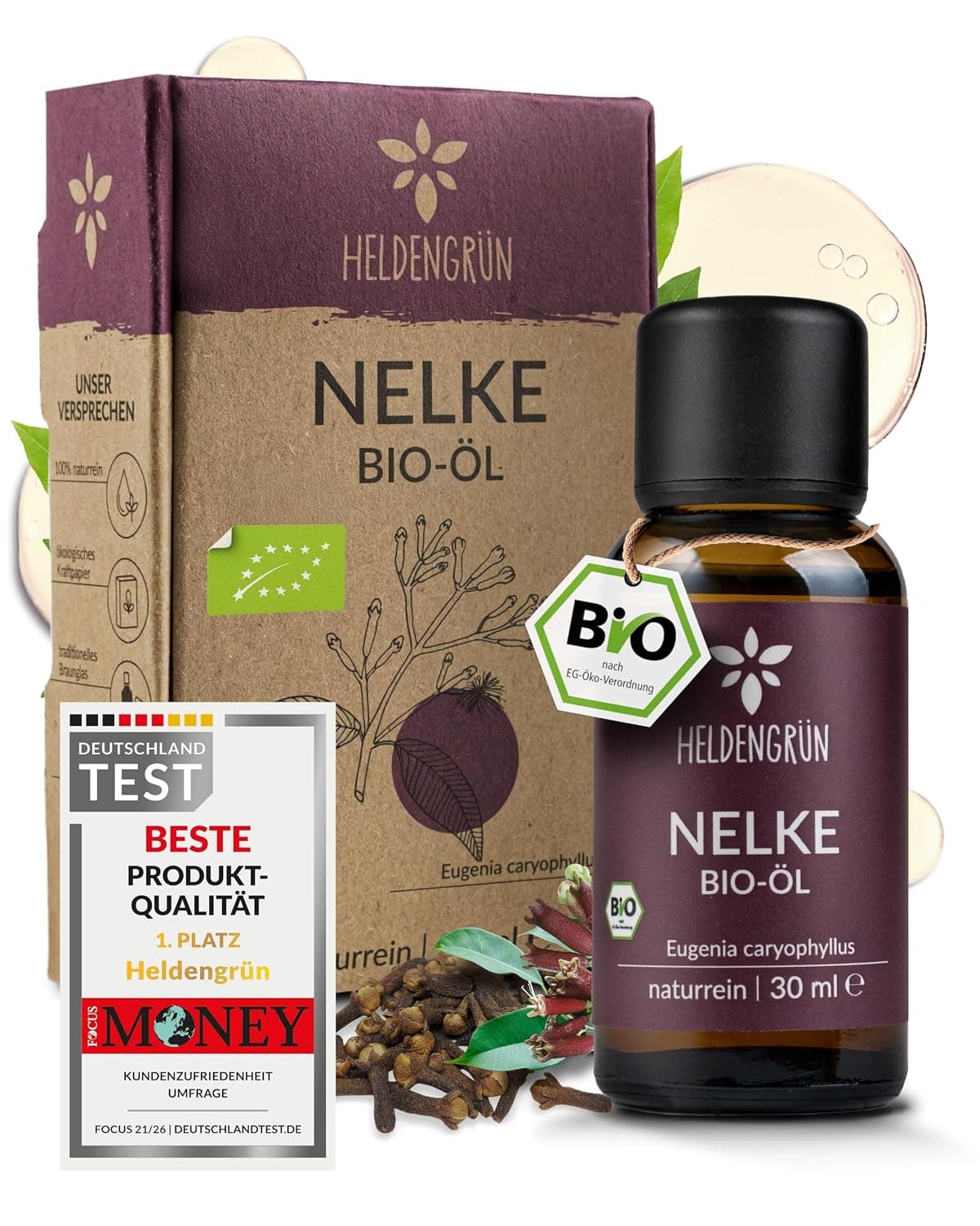 Heldengrün® Organic Clove Oil [100% Natural] Essential Oil 30 ml | Organic certified (DE-ÖKO-005) · Real clove · warm-spicy & intense · German startup