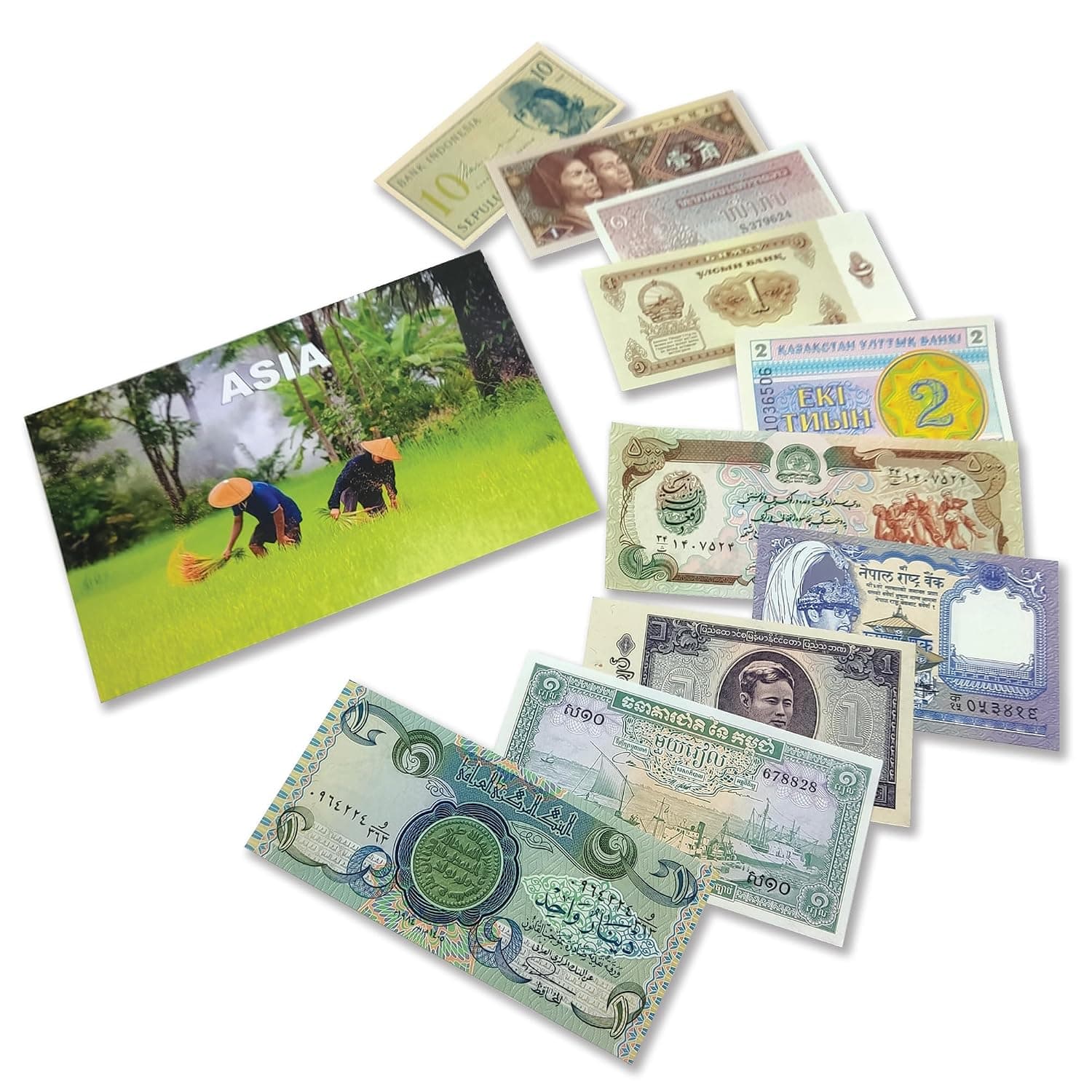 IMPACTO COLECCIONABLES World Paper Money: 10 Banknotes from Asia - Elevate Your Foreign Currency Collection with Old Banknotes and Complete Your Album of Collectibles. (COA Included)