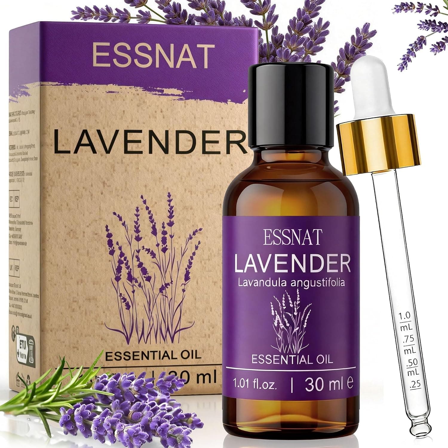 Lavender Oil 30 ml - 100% Natural Lavender Oil from Real Lavender (Lavandula angustifolia), Suitable for Aromatherapy, Diffuser, Massage, Bath, DIY