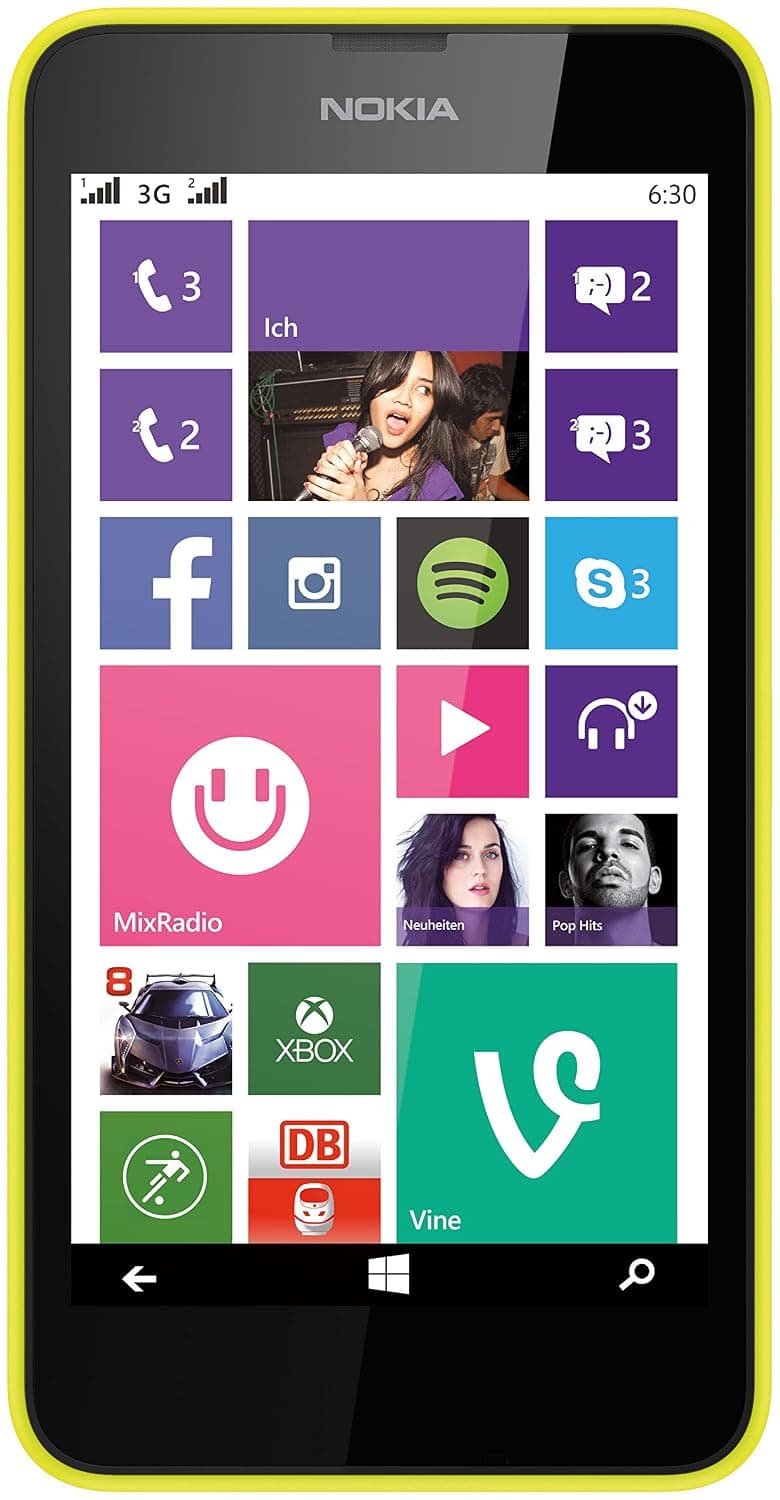 Nokia Lumia 630 Dual-SIM 8GB ROM + 512MB RAM (GSM Only | No CDMA) Factory Unlocked 3G Cellphone (Bright Yellow) - International Version