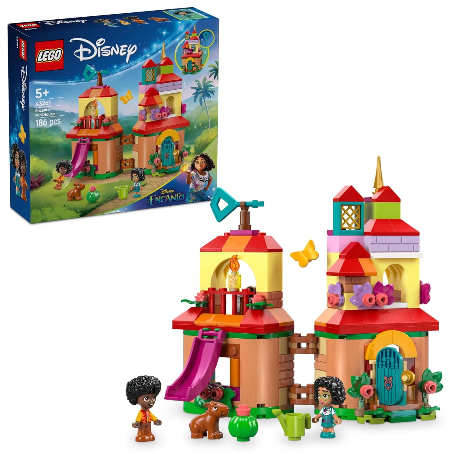 LEGO ǀ Disney Encanto Mini House Building Toy for 5 Plus Year Old Girls, Set Includes Mirabel and Antonio Madrigal Micro Dolls, a Capibara Figure & a Key 43261