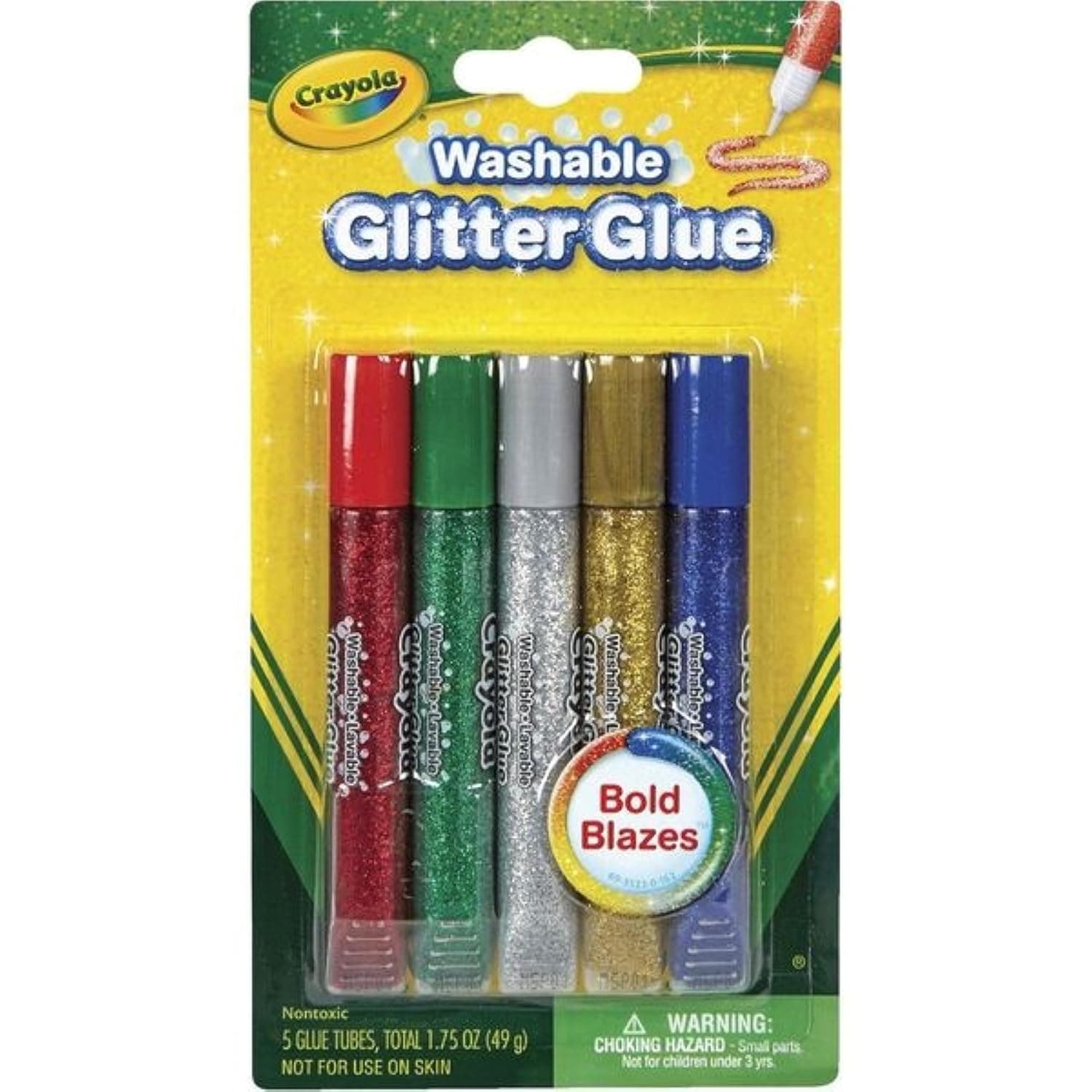 Crayola 5 Ct. Washable Glitter Glue, Bold Blazes