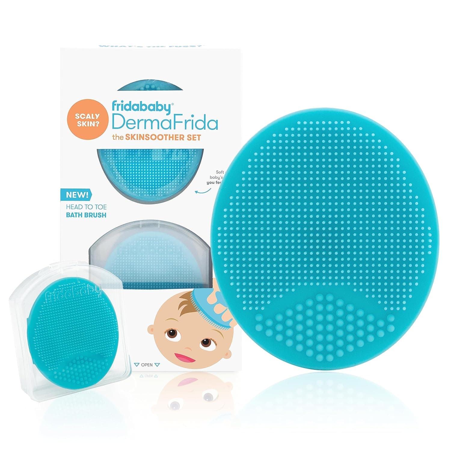 DermaFrida The SkinSoother Baby Bath Silicone Brush by Fridababy | Baby Essential for Dry Skin, Cradle Cap and Eczema (2 Pack)