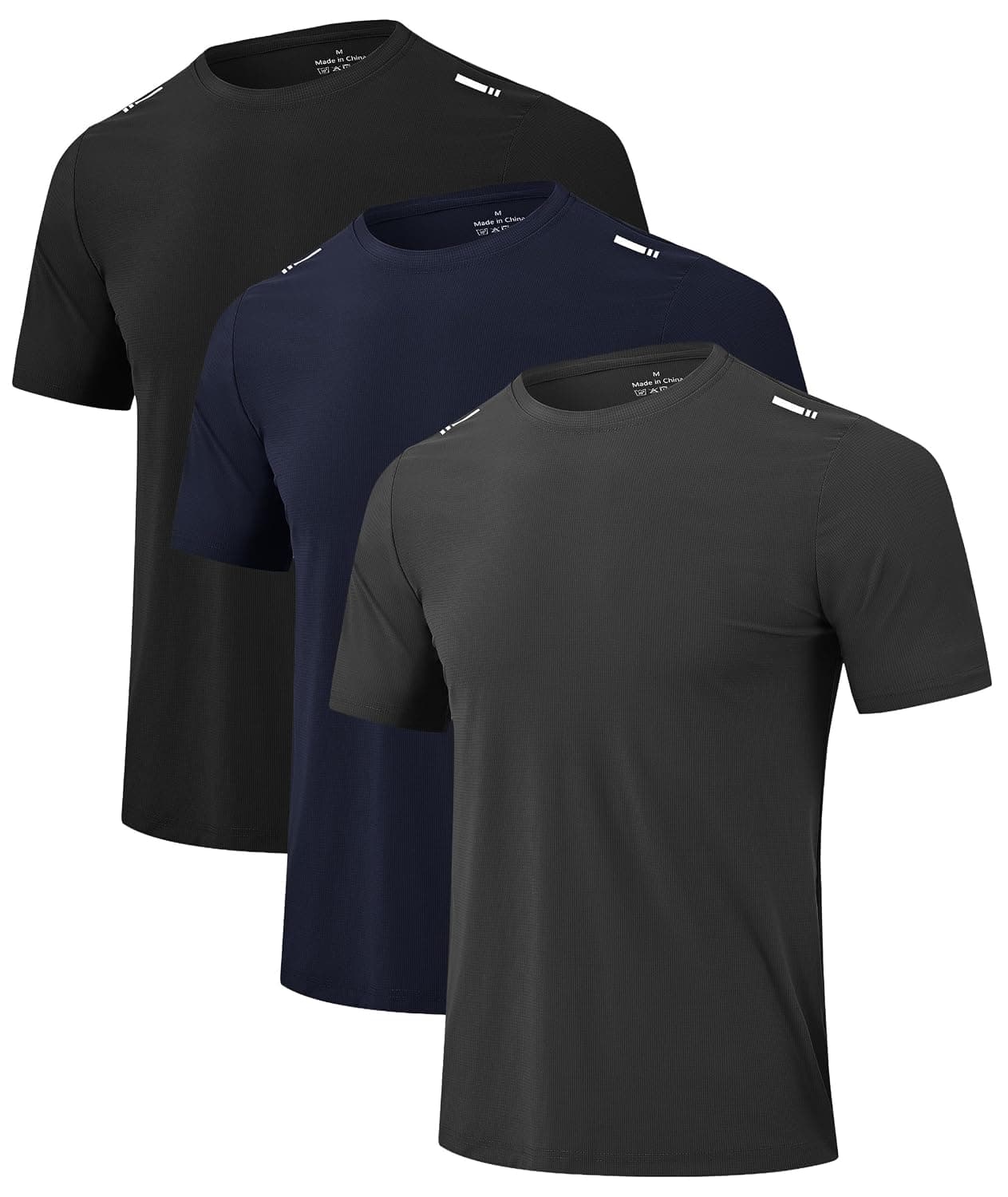 Men's Sports T Shirts Quick Dry Stretch Workout Gym Tshirts 3 Pack Breathable Tennis Fitness Running Cooling T-shirts for Men