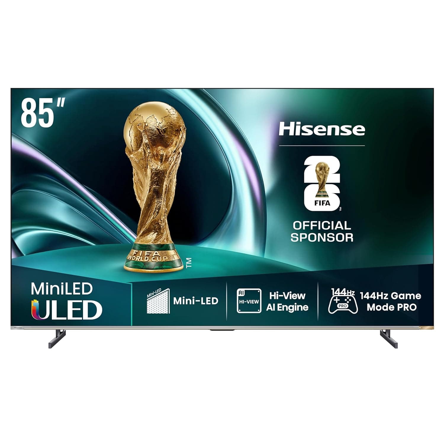 Hisense 85 Inch ULED MiniLED Smart TV 4K, Hi-View AI Engine, 144Hz Game Mode PRO, Built-in Subwoofer, QLED, Dolby Vision.Atmos,