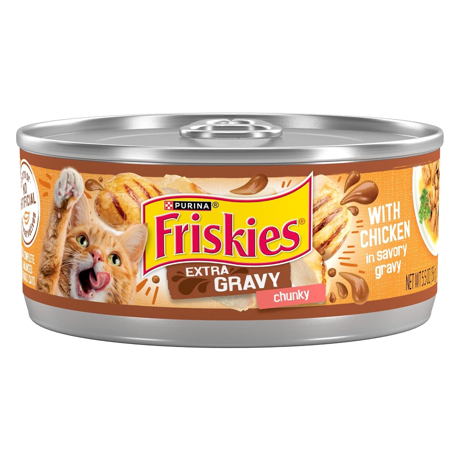 Purina Friskies Extra Gravy Wet Cat Food Pet Food, Chunky Chicken in Savory Gravy - (Pack of 24) 5.5 oz. Cans