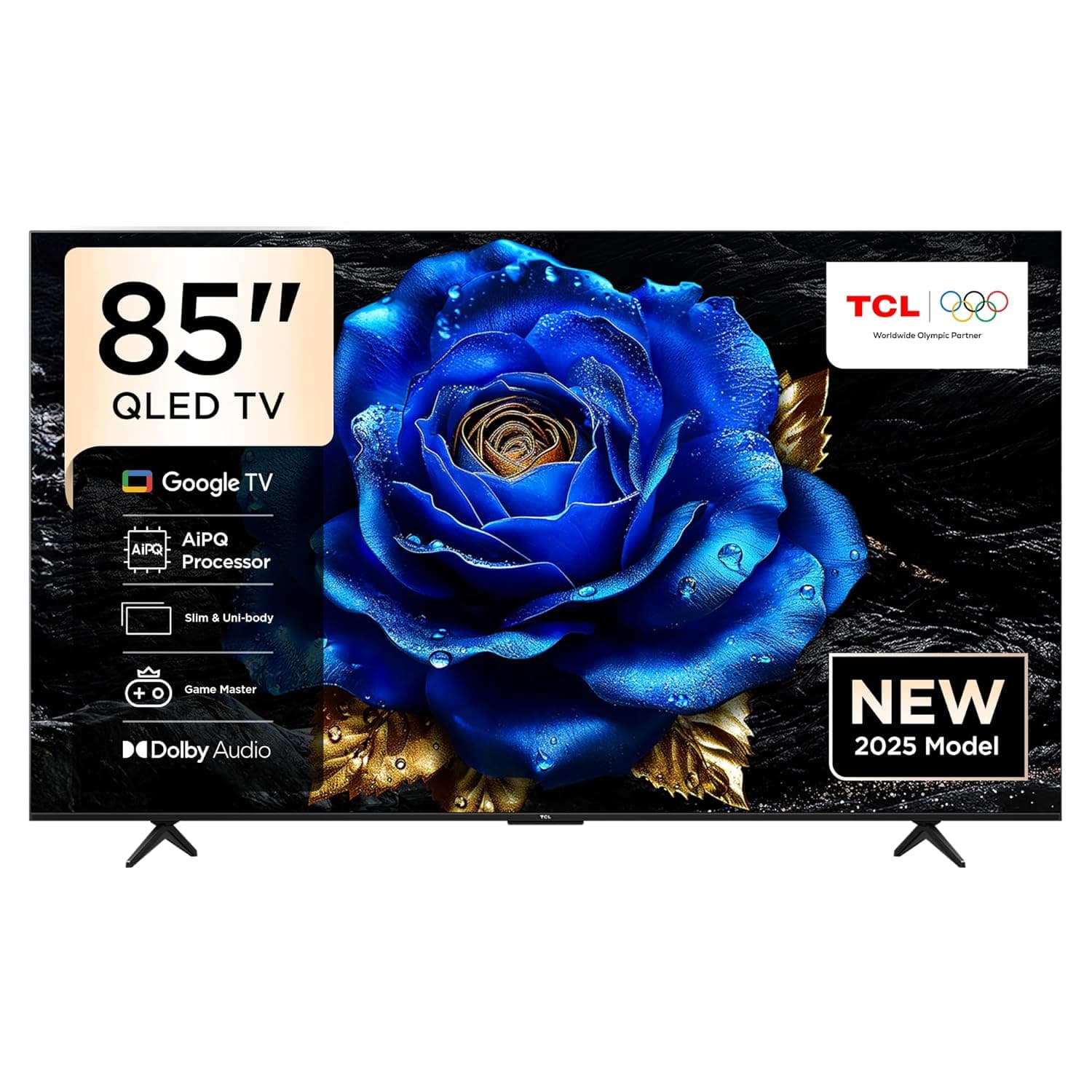 TCL 85P7K Television 85 Inch Smart TV 4K QLED Colorful Quantum Crystal HDR 10+ Gaming Google TV, ONKYO 2.1 Hi-Fi, Dolby Atmos, DTS Virtual X, MEMC, Voice Control, Game Master, Slim Design (2025 Model)