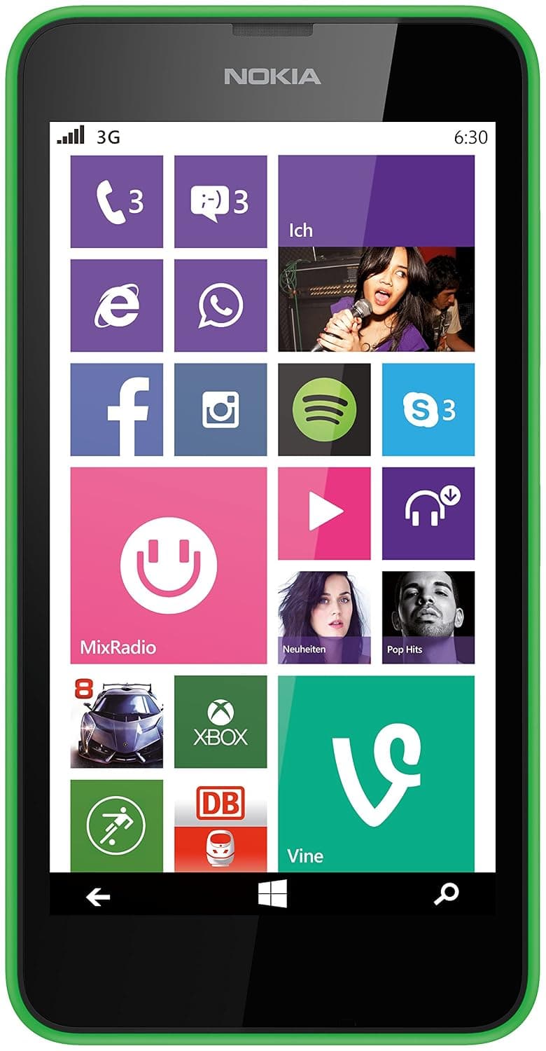 Nokia Lumia 630 Single-SIM 8GB ROM + 512MB RAM (GSM Only | No CDMA) Factory Unlocked 3G Cellphone (Bright Green) - International Version