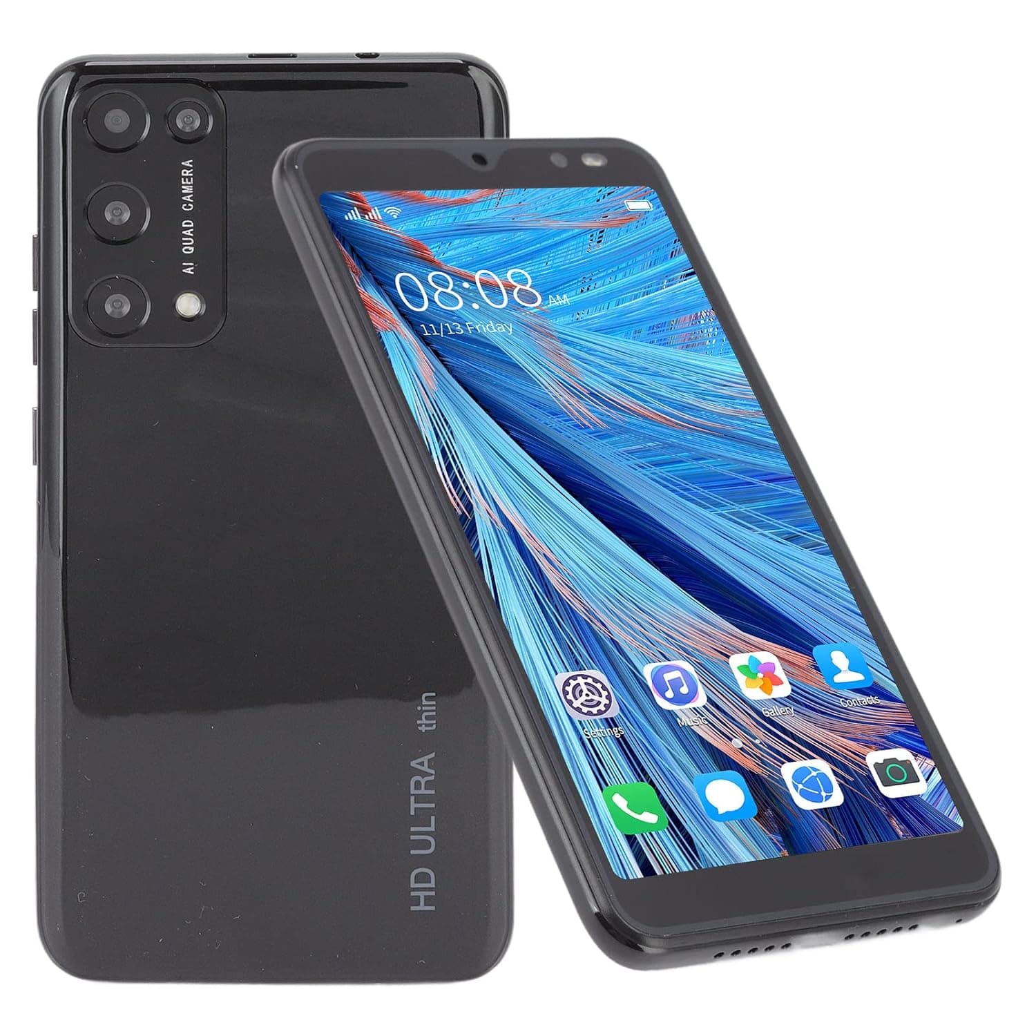 Rino8 Pro Unlocked Cellphone, 5.45 In HD Band Screen Smartphone 6.0 Cellphone, 2GB RAM 32GB ROM, FACE ID Mobile Phone 3G, WIFI, BT, FM (Black)