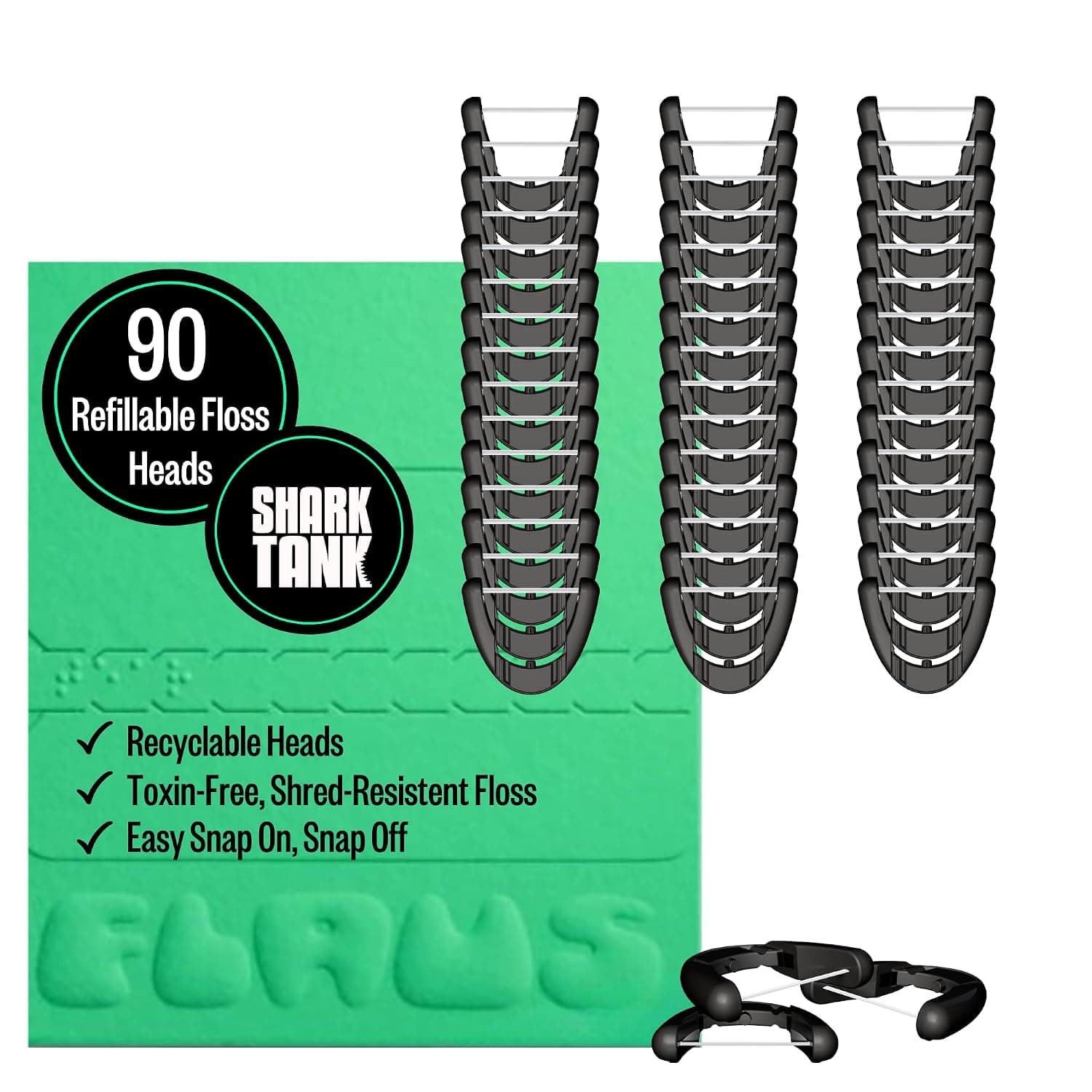 FLAUS Electric Flosser Refills - 90CT Gentle Glide Dental Floss Pick Heads | Gentle Gliding Refill Flaus Flosser Heads, Dentist Recommended Gum Care, Featured on Oprah's List & Shark Tank