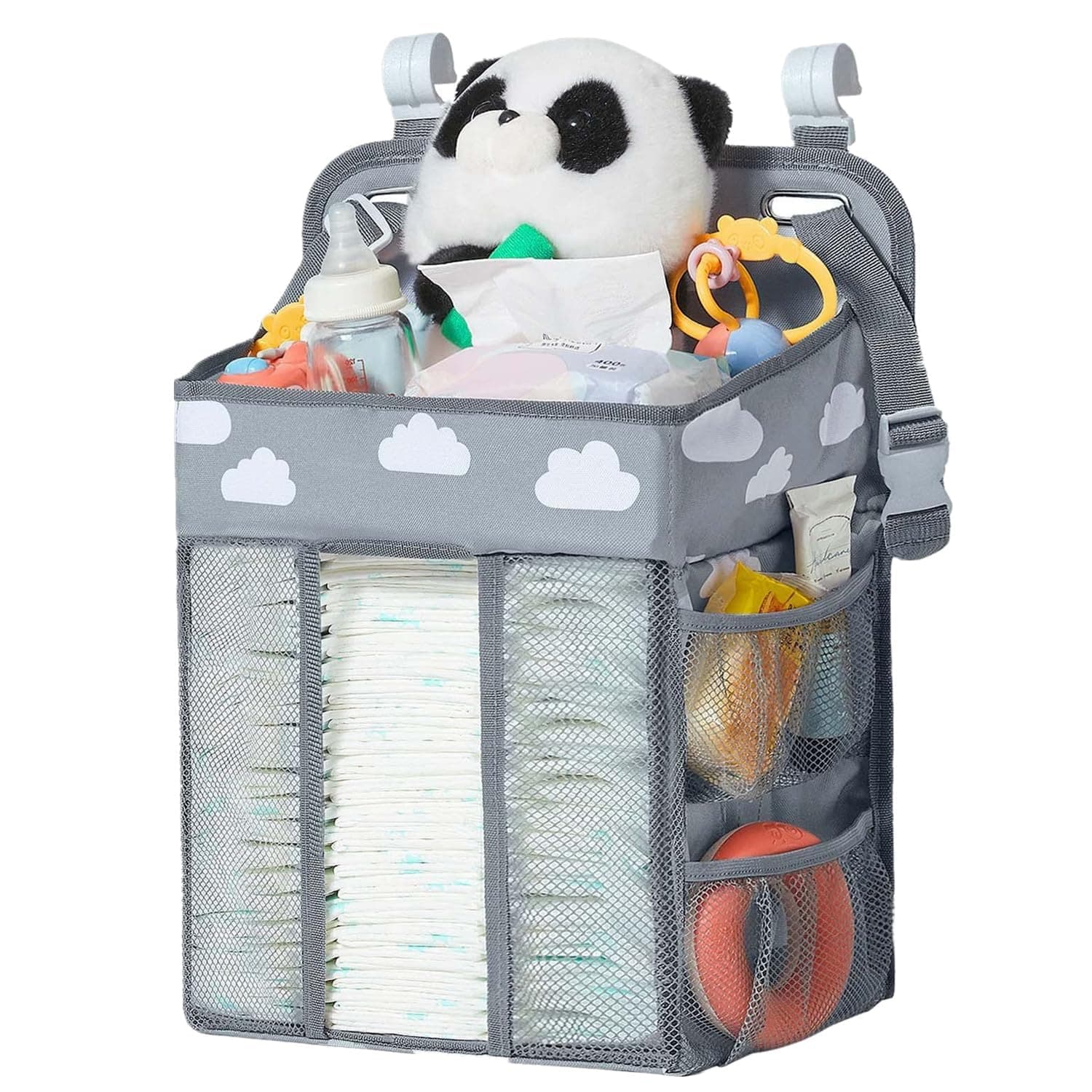 Hanging Diaper Organizer for Nursery with Multiple Pockets, Portable Waterproof Baby Essentials Storage Caddy for Changing Table, Cribs, Playard and Baby Room Organizer with Durable Fabric