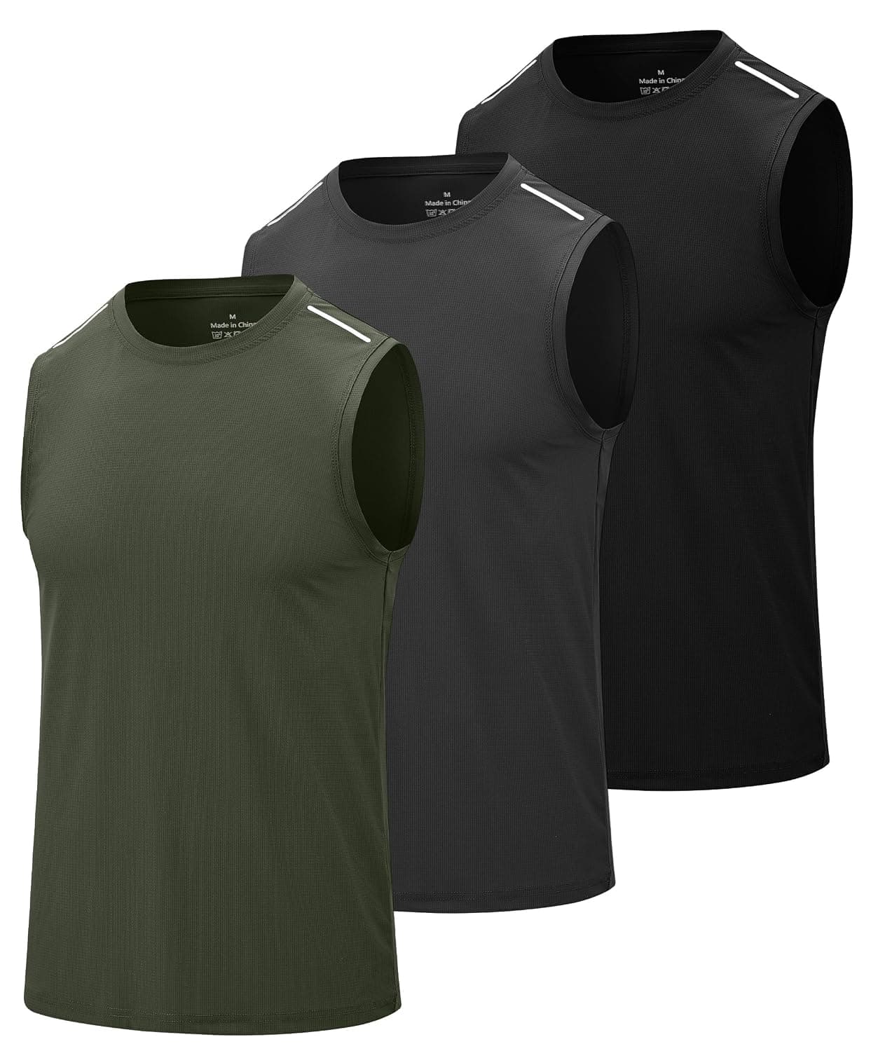 Mens Gym Tank Tops 3 Pack Stretch Cooling Fitness Workout T Shirts Sleeveless Quick Dry Tennis Basketball Shirts