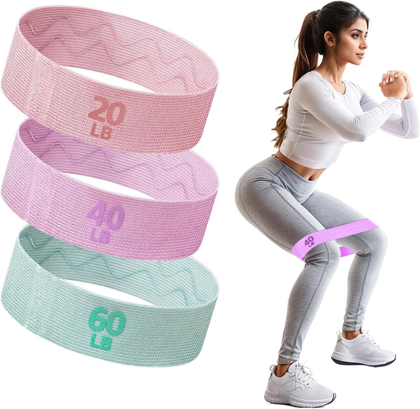 LEFAFA Resistance Bands for Exercise, 4PCS Booty Band Set, Fabric Exercise Band for Women and Men Legs and Butt, Stretch Bands for Pilates, Yoga Starter Set, For Home, Sports, Working Out