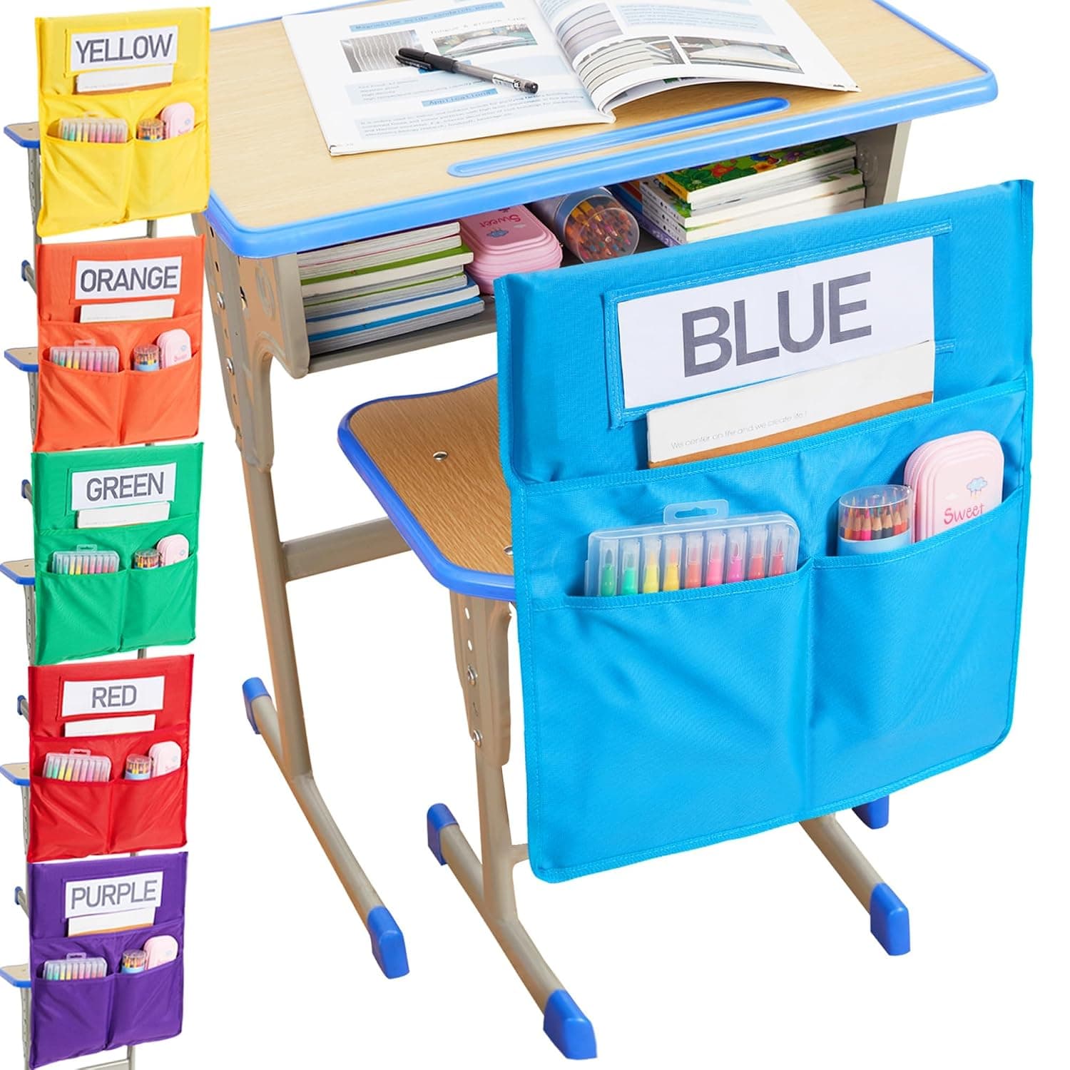Chair Pockets for Classroom, Student Seat Sack Back Chair Storage Organizer