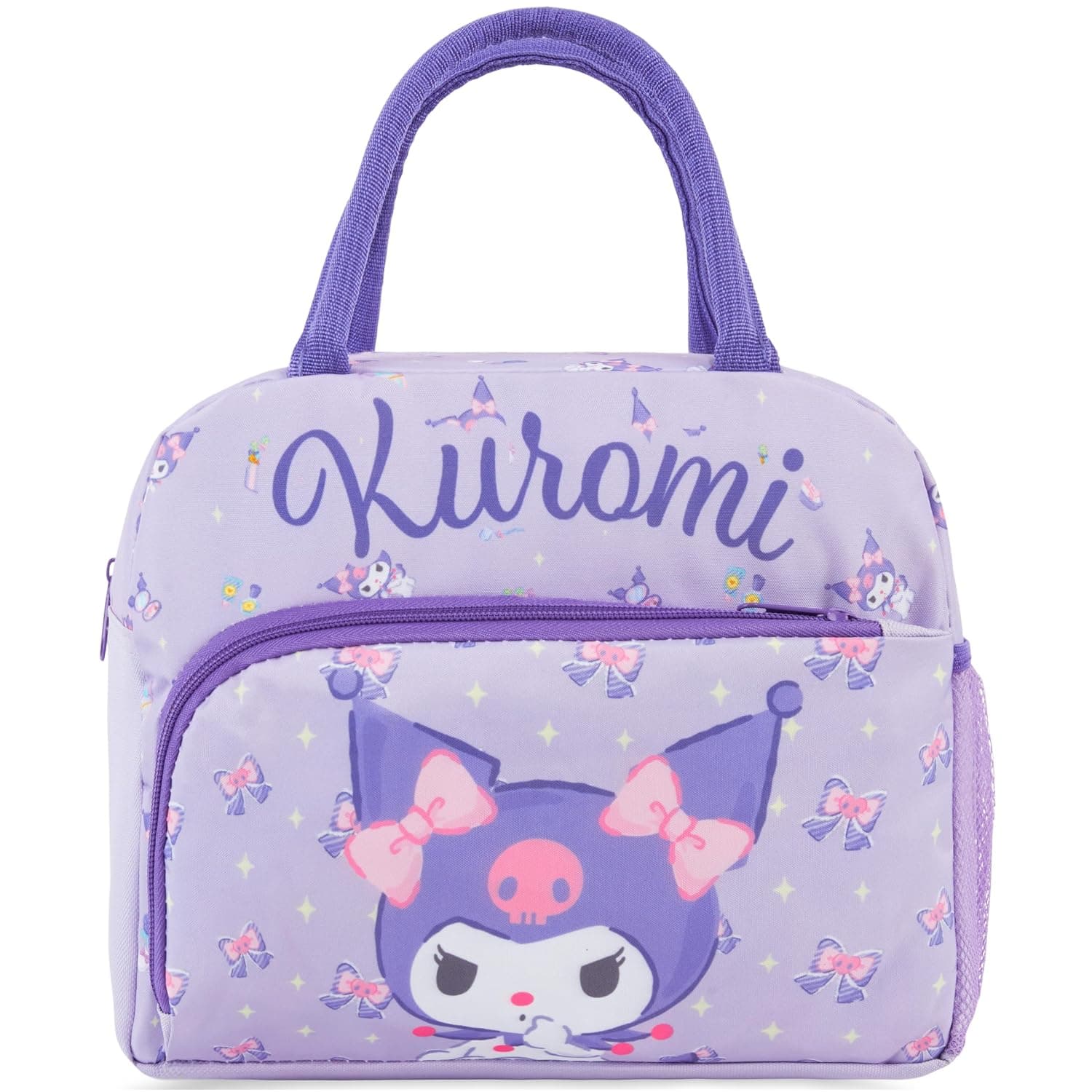 Get Trend Sanrio Kuromi Girls Insulated Lunch Tote Bag | Reusable Kids Snack Bag, Zipped Cooler Bag with Dual Handles & Mesh Bottle Holder, School, Picnic, Kawaii Gifts for Girls