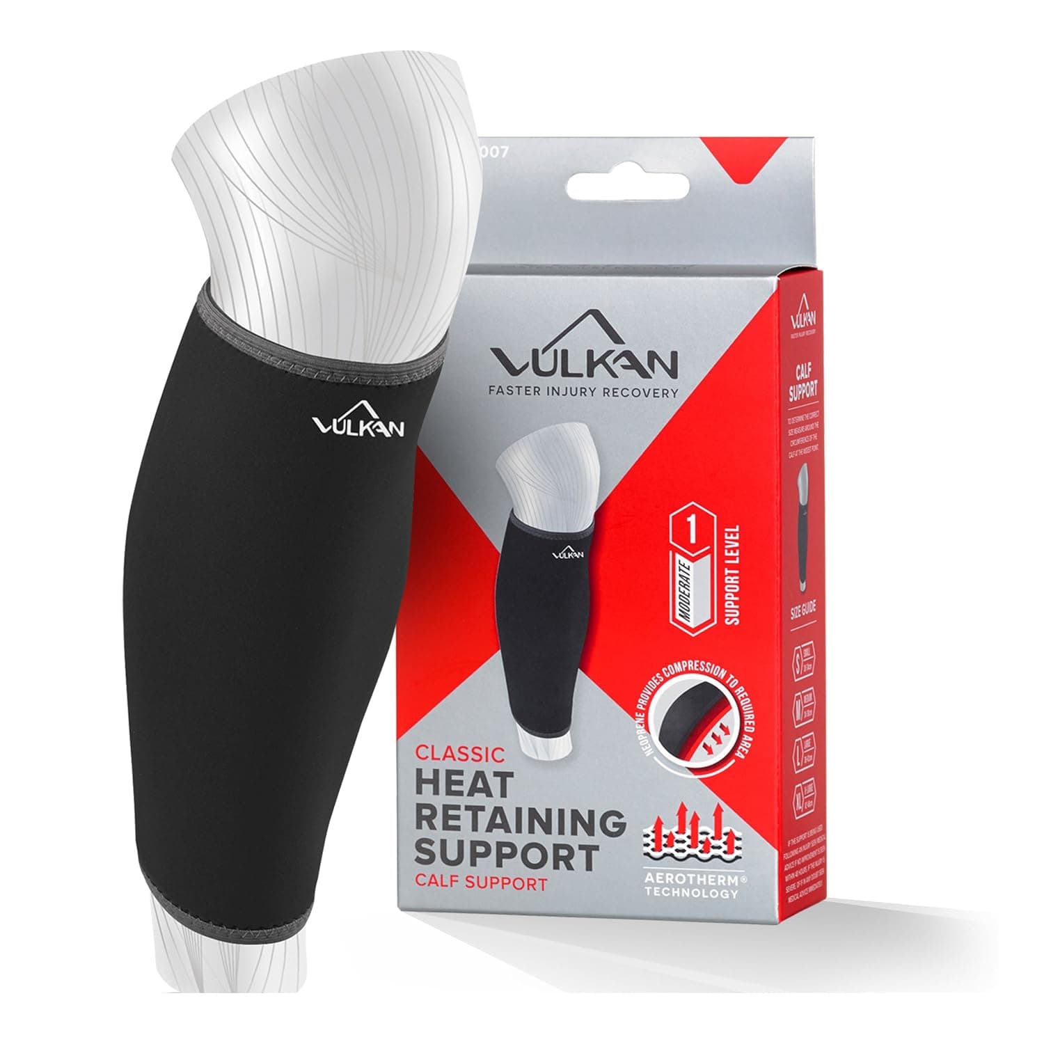 Vulkan Classic Calf and Shin Support, Breathable Lower Leg Brace, Athletic Compression Sleeve for Exercising and Walking, Small, 30-34 cm