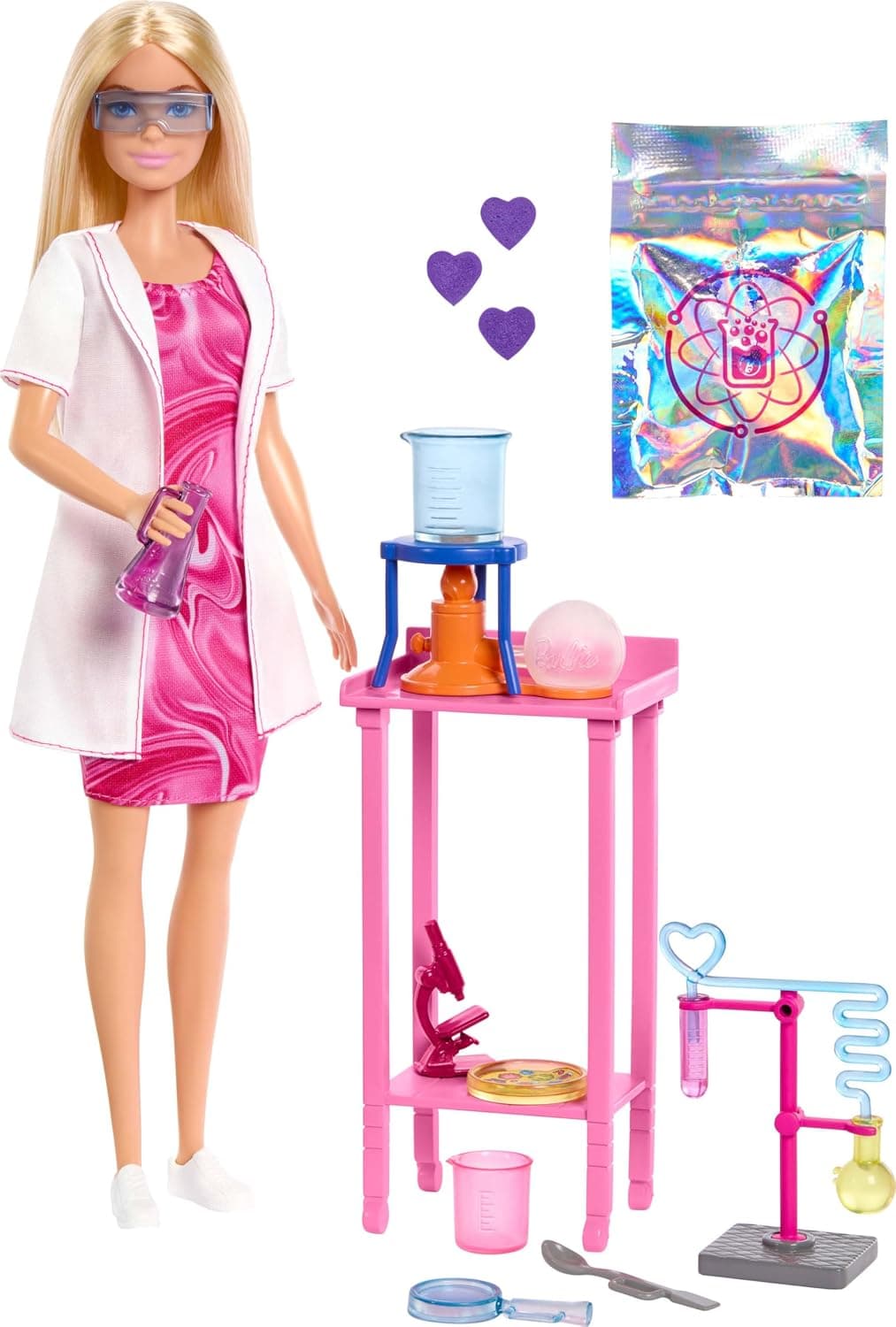 Barbie - JCR70 Scientist Doll and Accessories with Blonde Fashion Doll, Laboratory Table, Microscope, Colour Changing Beaker and Petri Dish