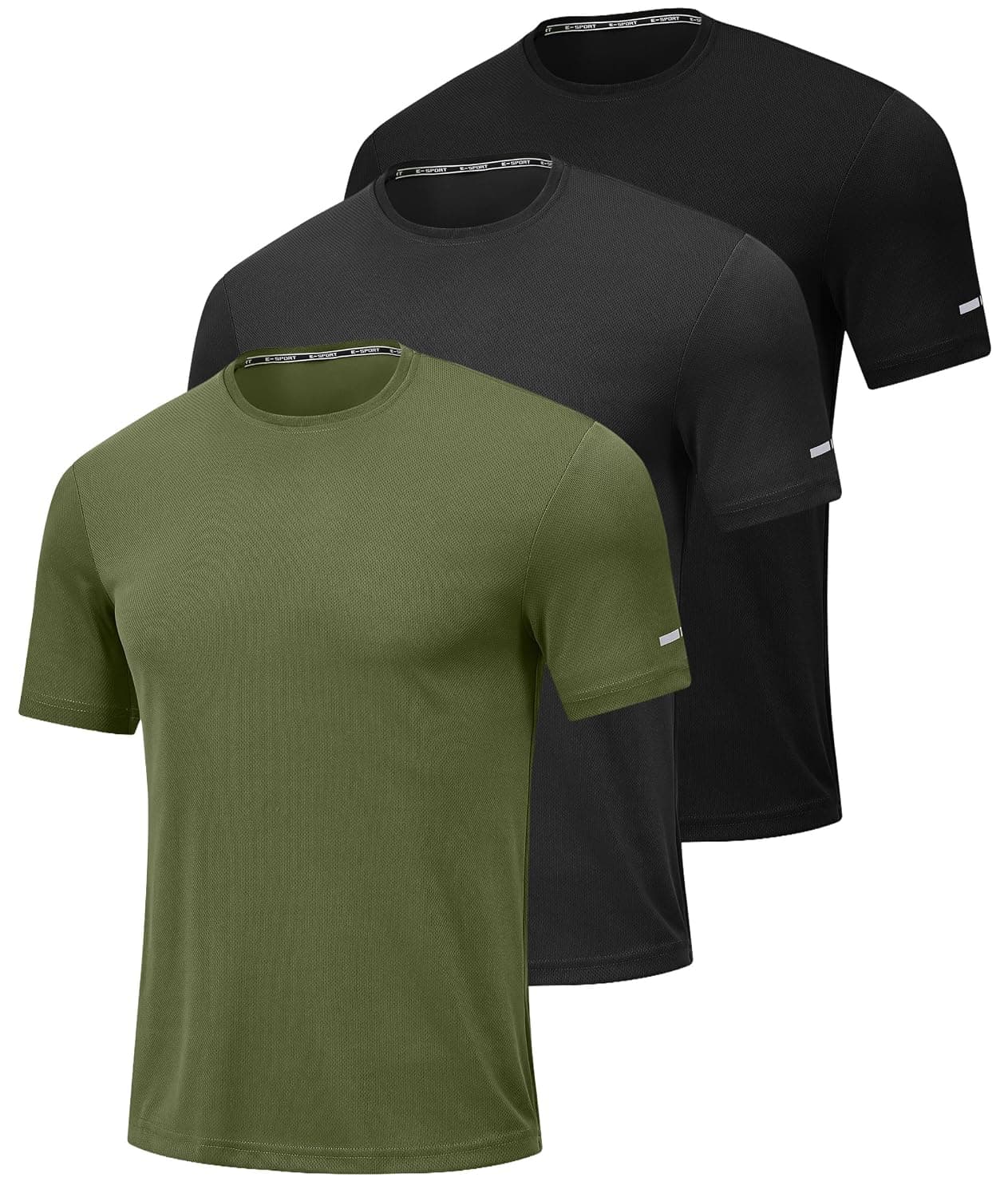 Men's Gym T Shirts Quick Dry Workout Sport Tshirts 3 Pack Breathable Polyester Tennis Fitness Running Tops for Men