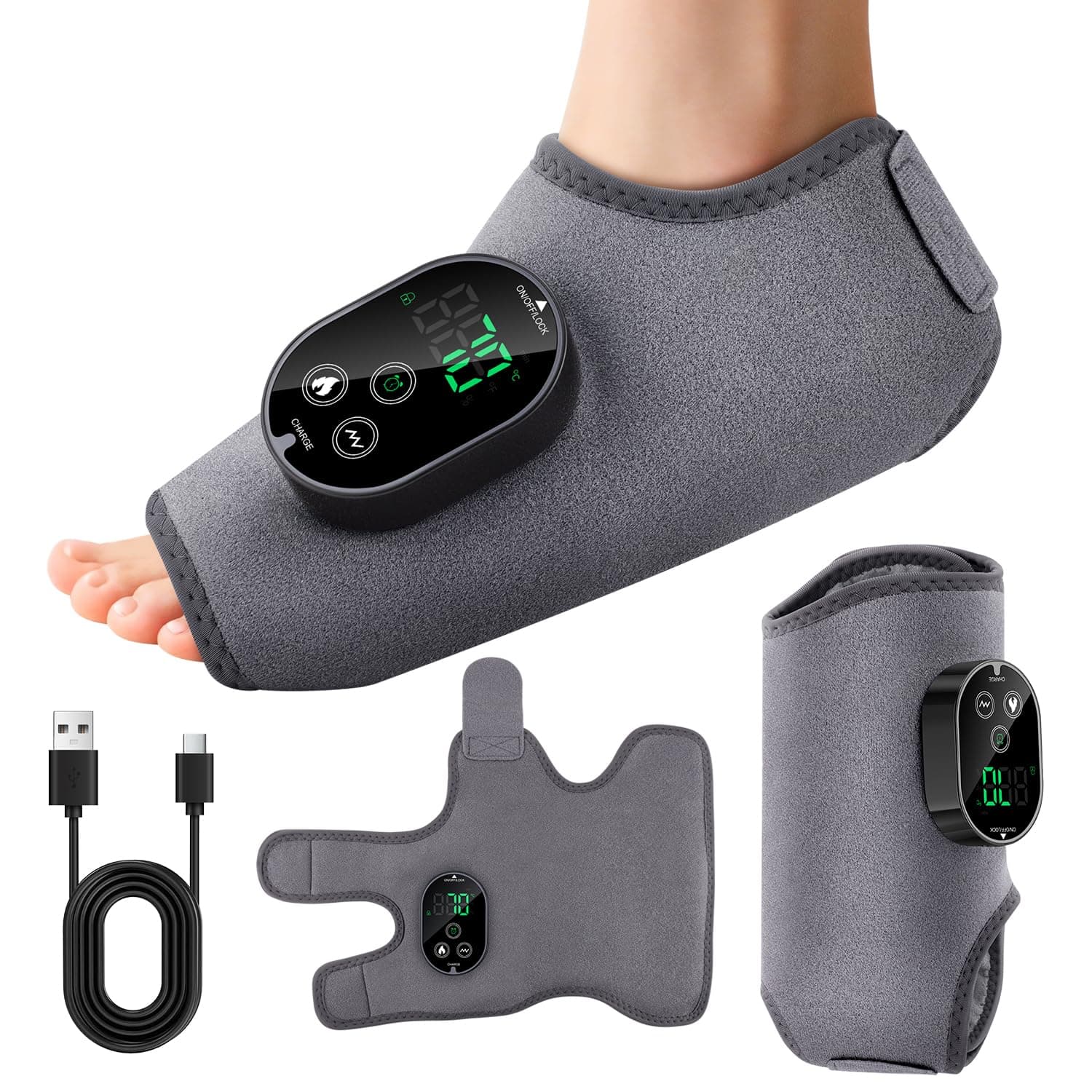 Electric Foot Massager, 1 Piece Wireless Foot Massage with 3 Modes, 5 Heat Levels, Timer, Foot Massage for Pain Relief and Deep Relaxation, Ideal Gift for Parents