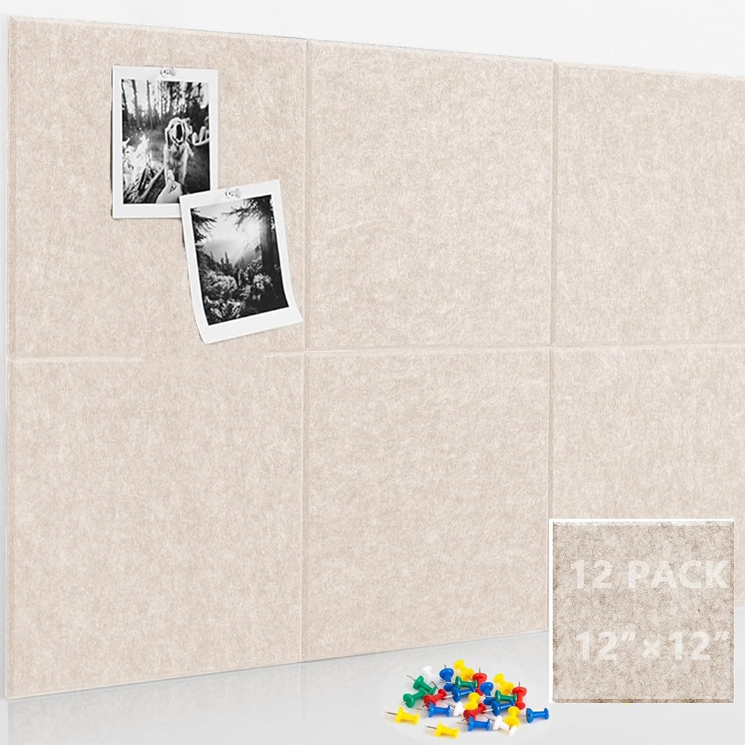 STERIX Cork Board Felt Bulletin Board,6 Pack Removable Felt Cork Board Tiles with Push Pins Decorative Picture Framed Display Board for School, Home, Kitchen & Office Walls（90cm×60cm）