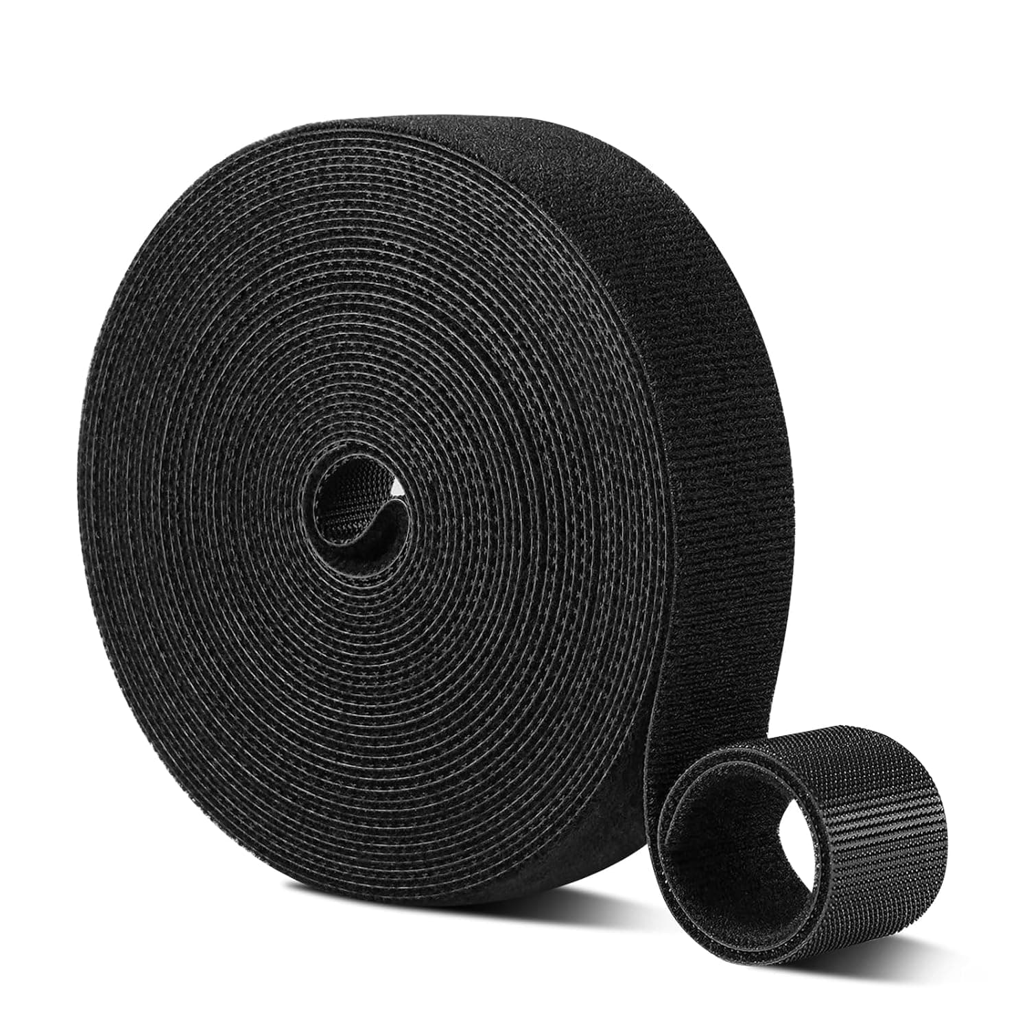 1.2cm x 300cm(3m/10ft) Hook and Loop Roll | Double-Sided Strips, Self-Gripping Straps | Reusable Multi-Purpose Wrap Fasteners for Home, Office, Data Center, and More (Black)