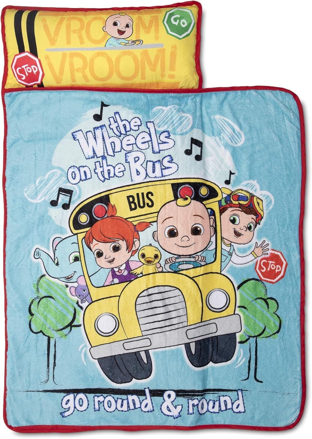 CoComelon Kids Nap Mat Set – Includes Pillow and Fleece Blanket – Great for Boys or Girls Napping During Daycare, Preschool, or Kindergarten - Fits Toddlers and Young Children