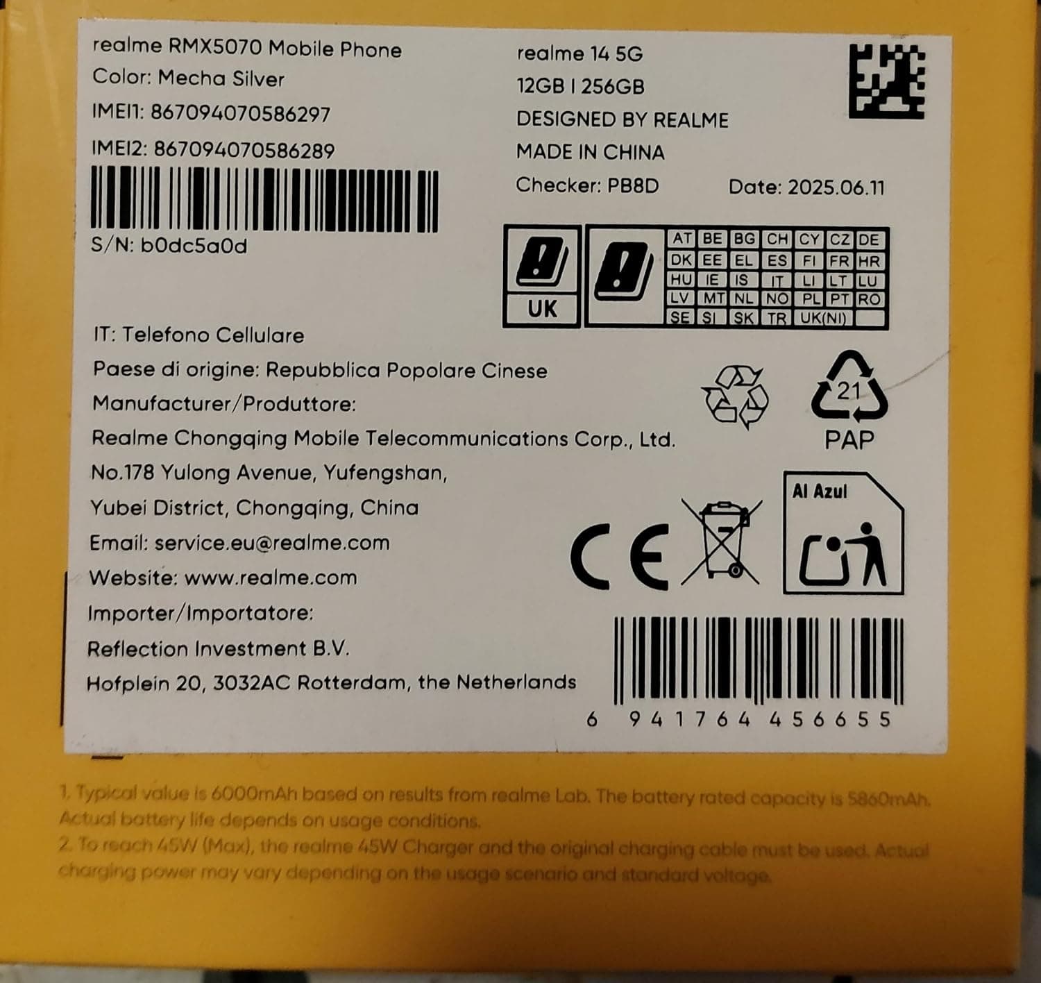 Realme 14 Dual-SIM 256GB ROM + 12GB RAM (GSM Only | No CDMA) Factory Unlocked 5G Smartphone (Mecha Silver) - International Version
