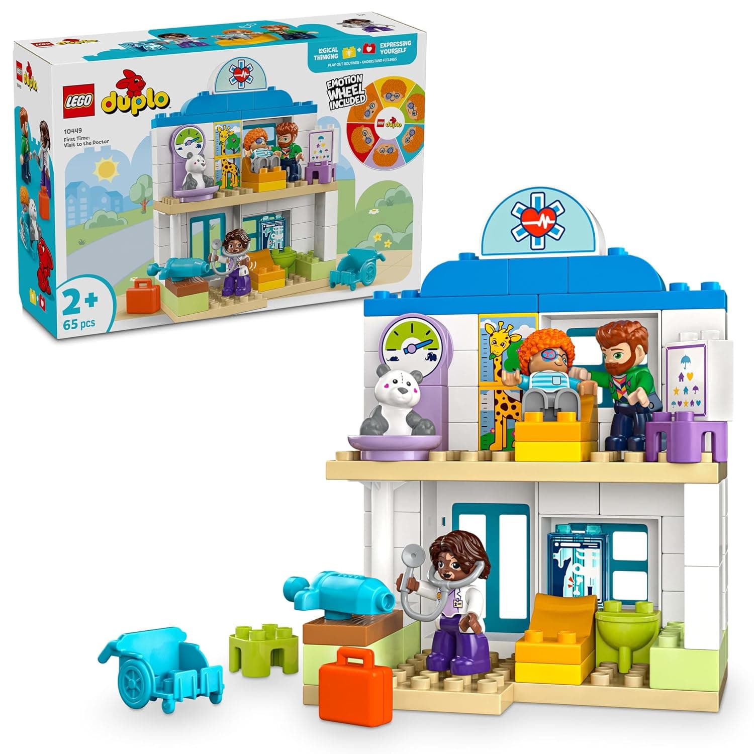 LEGO DUPLO First Time: Visit with the Doctor - Educational Toys for 2+ Year Old Girls & Boys - Montessori Building Set with 4 Figures, Accessories & Emotion Cards - Gift Idea - 10449