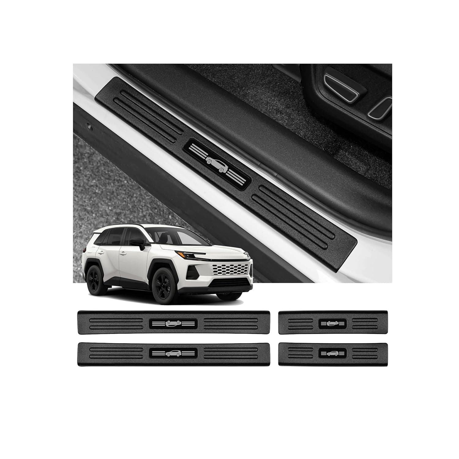 4PCS Door Sill Protector for Toyota 2026 RAV4 LE SE XLE XSE Limited Hybrid Accessories Matte Black ABS Material Front and Rear Door Car Pedal Kick Protection