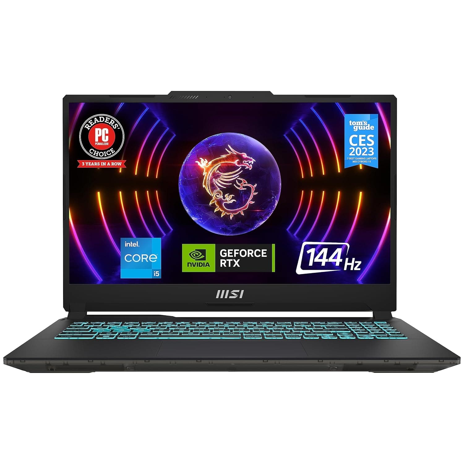 msi Cyborg 15 Gaming Laptop: Intel Core i5-12450H GeForce RTX 2050, 15.6" FHD, 144Hz, 16GB DDR5, 512GB NVMe SSD, Type-C USB 3.2 Gen 1, Cooler Boost 5, Win 11 Home: Black A12UCX-276US