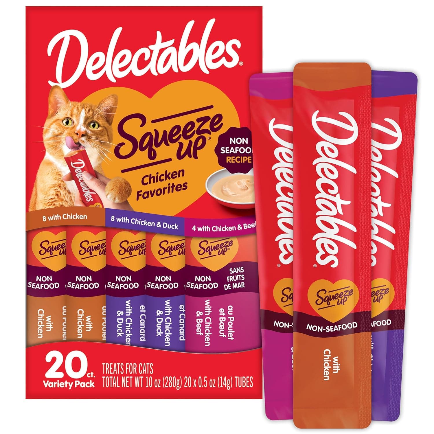 Delectables Squeeze Up Non-Seafood Variety Pack Lickable Cat Treat, 20 Count (Pack of 1)