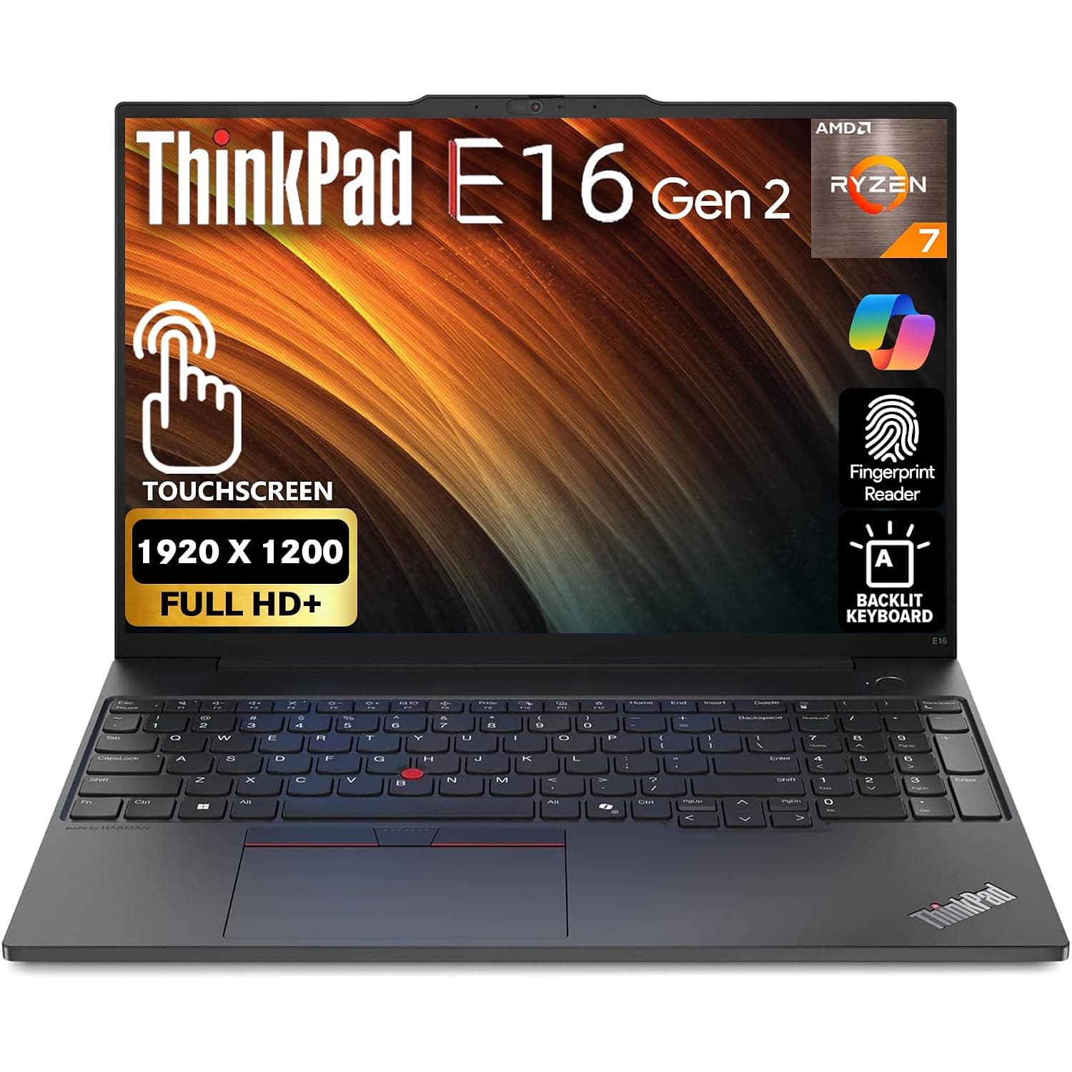 Lenovo ThinkPad E16 Gen 2, FHD+ 16" Touchscreen, AMD Ryzen 7 7735U, 16GB RAM, 512GB SSD, Fingerprint, Backlit Keyboard, WiFi 6E + BT, RJ-45, FHD Webcam, Win 11 Pro, AI Business Laptop