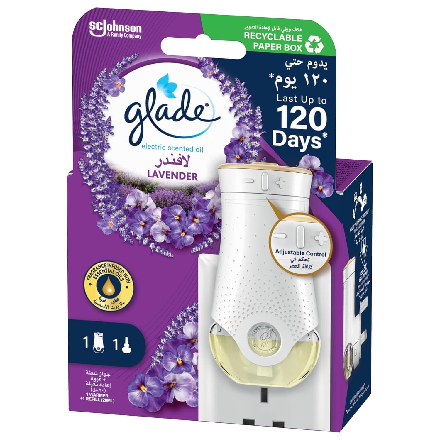Glade Electric Plugins Air Freshener, Lavender Scented Oil, Holder with Refill