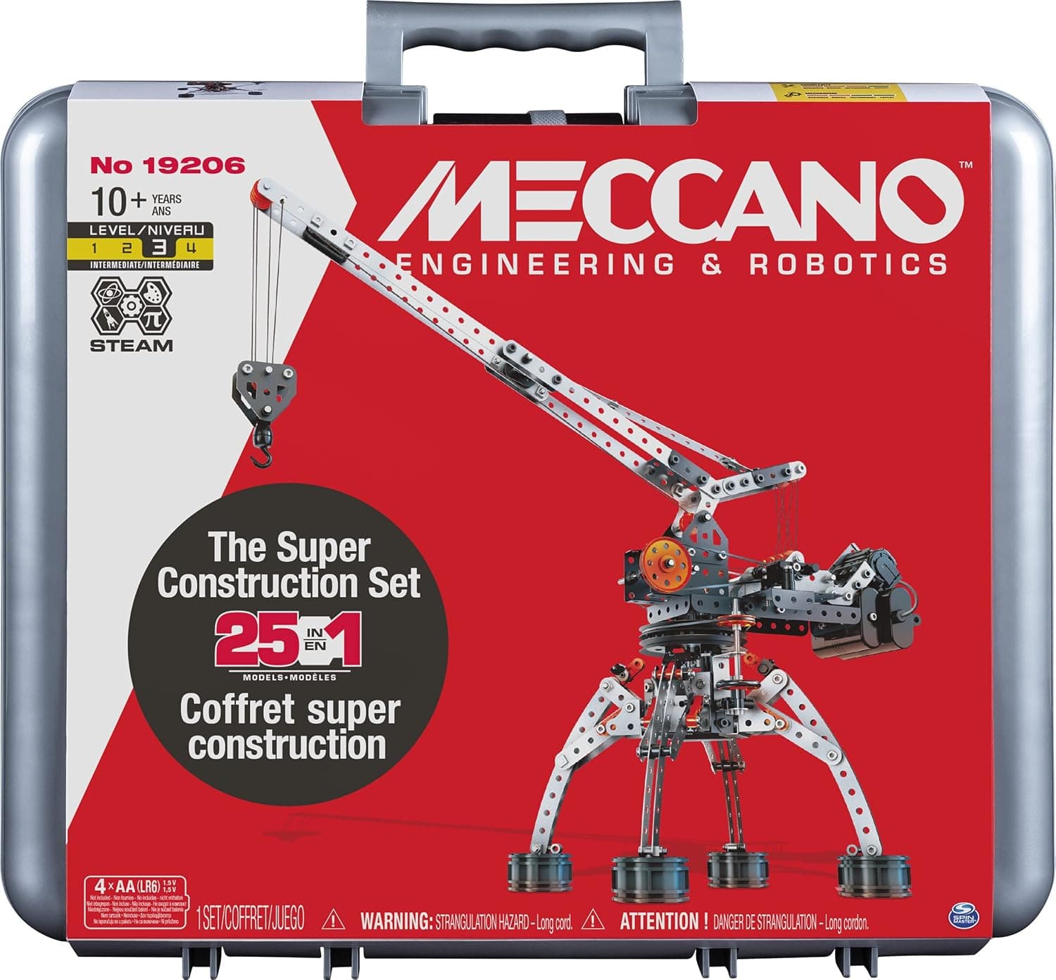 Meccano, Super Construction 25-in-1 Motorized Building Set, STEAM Education Toy, 638 Parts, for Ages 10+