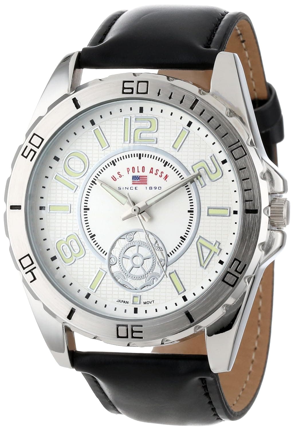U.S. Polo Assn. Mens Quartz Watch, Analog-Digital Display and Leather Strap US5159