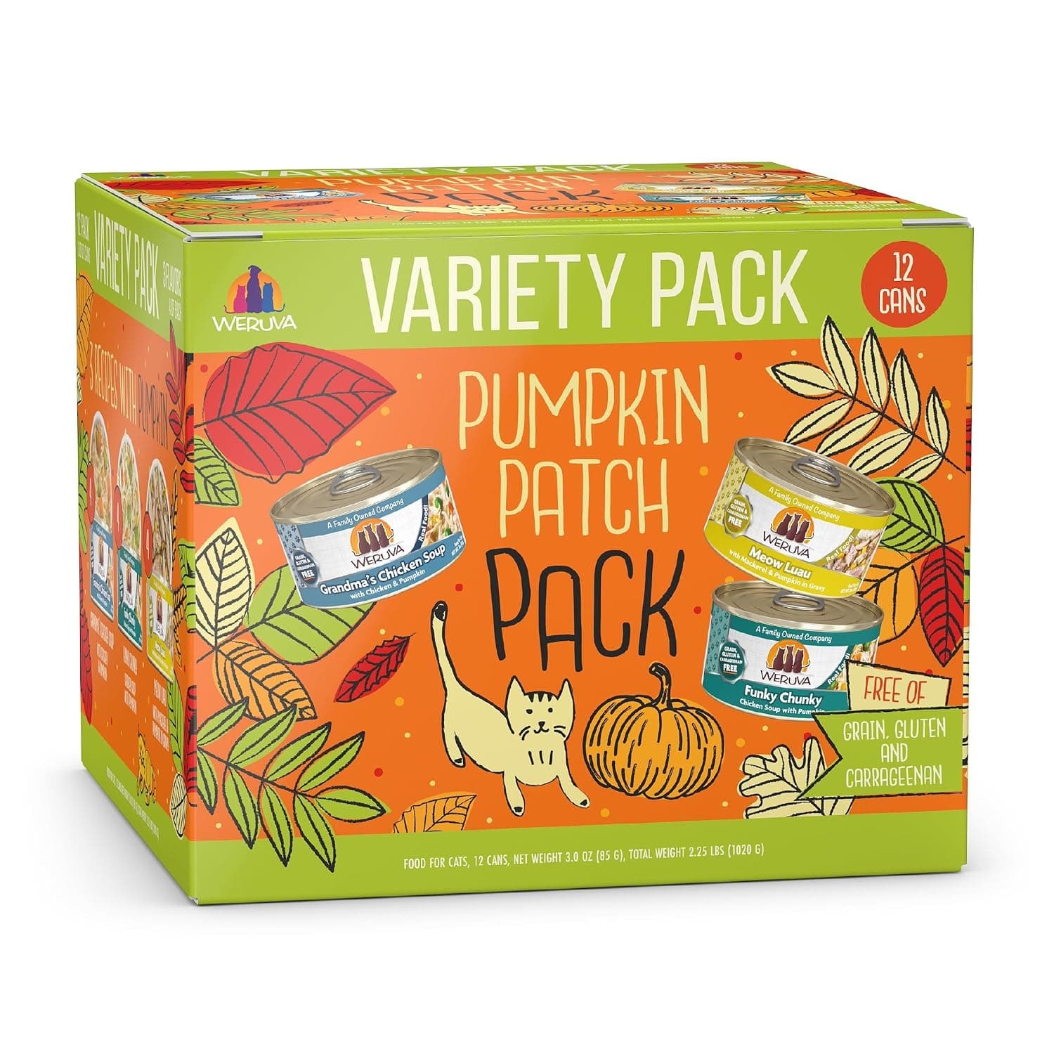Weruva Wet Cat Food, Pumpkin Patch Pack Variety Pack, 3oz Can (Pack of 12)