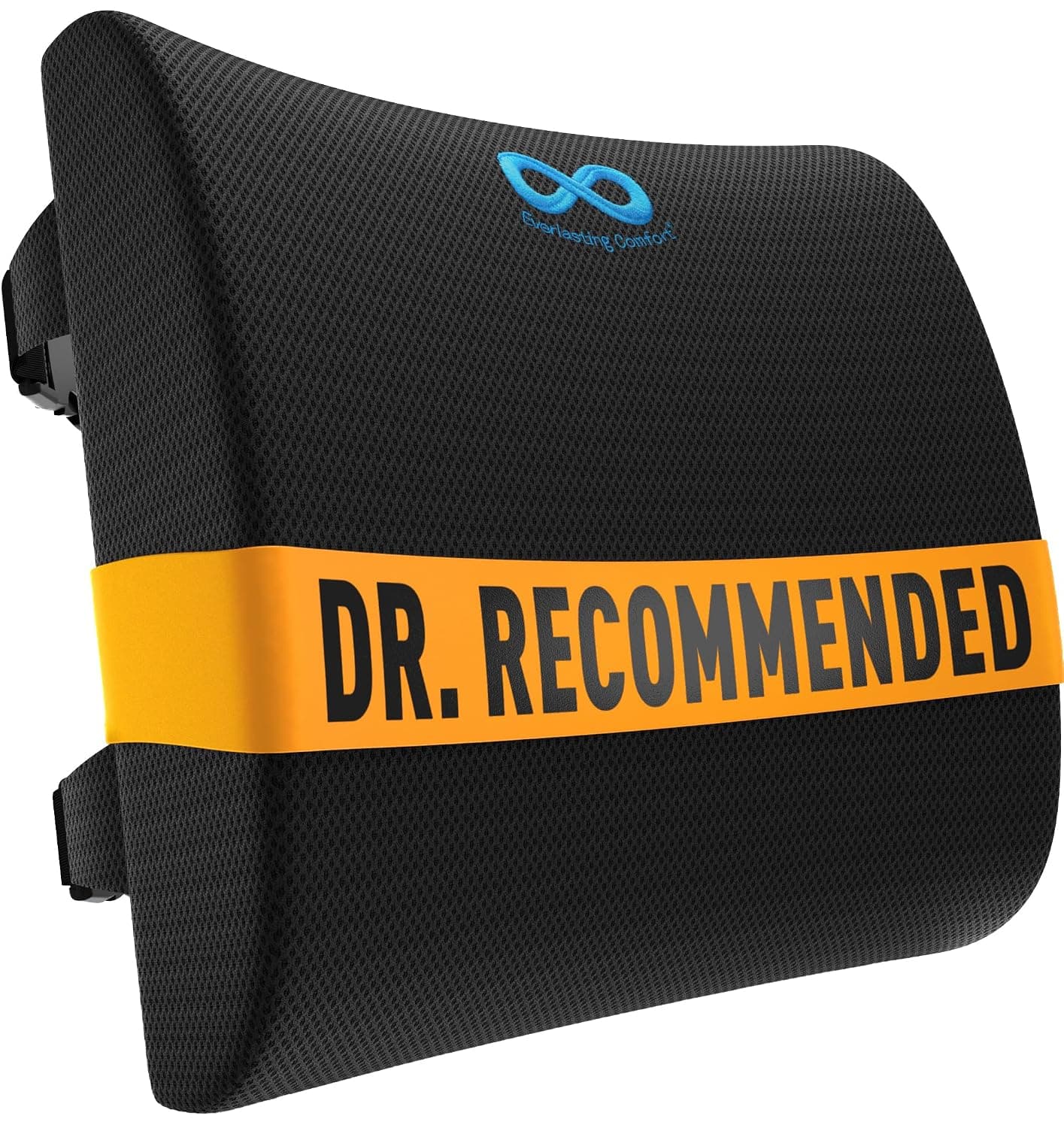 Everlasting Comfort Lumbar Support Pillow for Office Desk Chair and Car Seat - Pure Memory Foam Lower Back Cushion (Black)