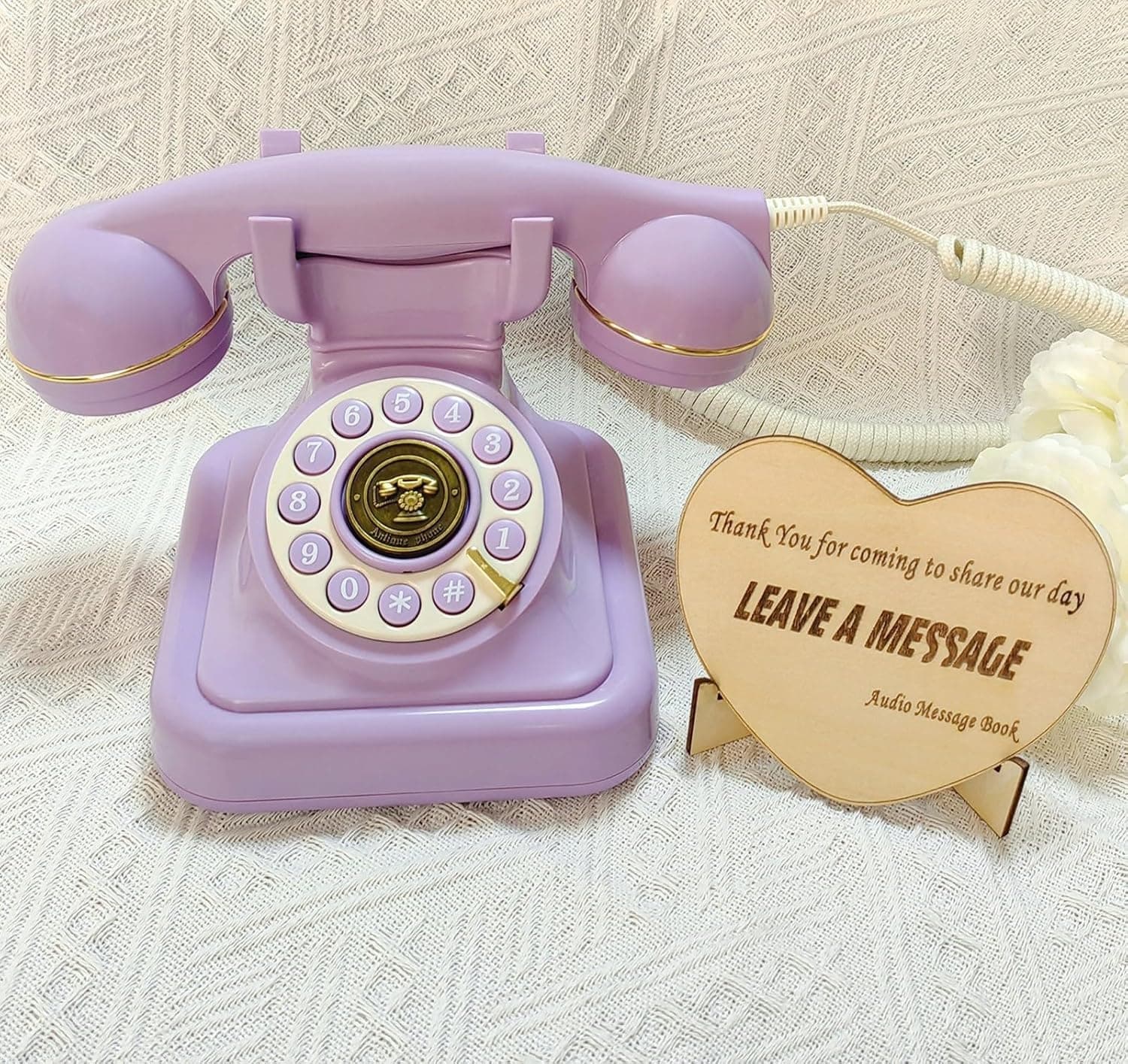 Leave a Message Wedding Phone, Save Your Weddings, Birthdays, Anniversaries, Retirement Parties, Antique Phone Classic for Recording Custom Audio Message 16GB Card,3