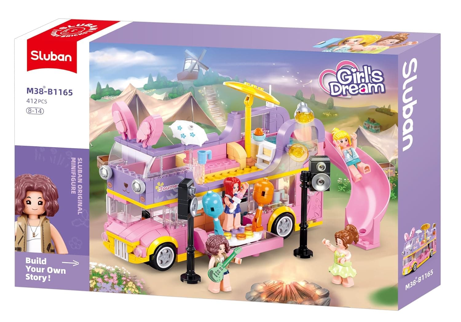 Sluban Girl's Dream Series - Music RV Building Blocks 412 Pieces, with Minifigures, for Ages 6+ Years Old
