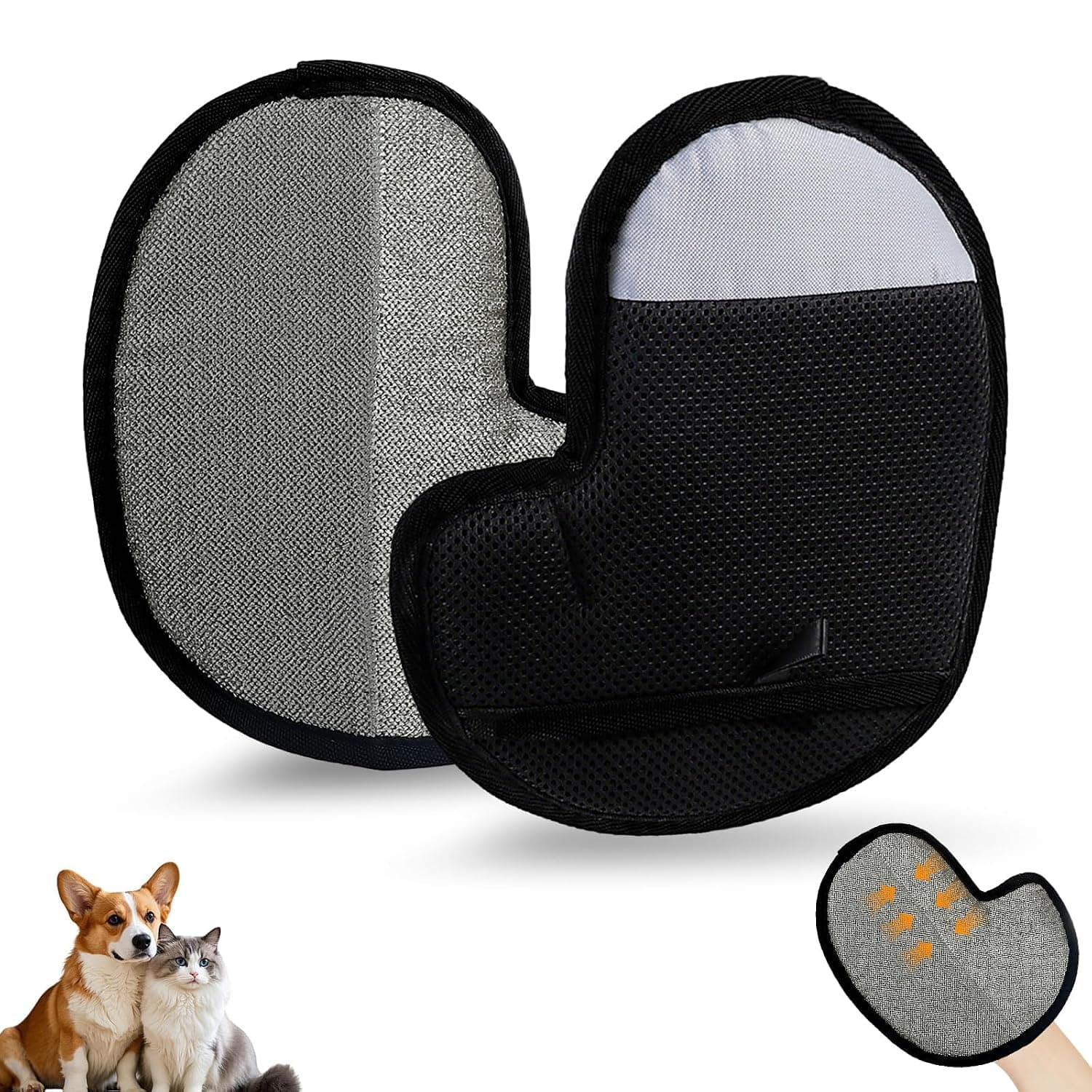 Pet Hair Removal Glove for Static Fur and Lint Cleanup, Reusable Electrostatic Pet Glove with Five-Finger Grip for Cats, Couch, Furniture, Carpet, Car Seat and Curtains